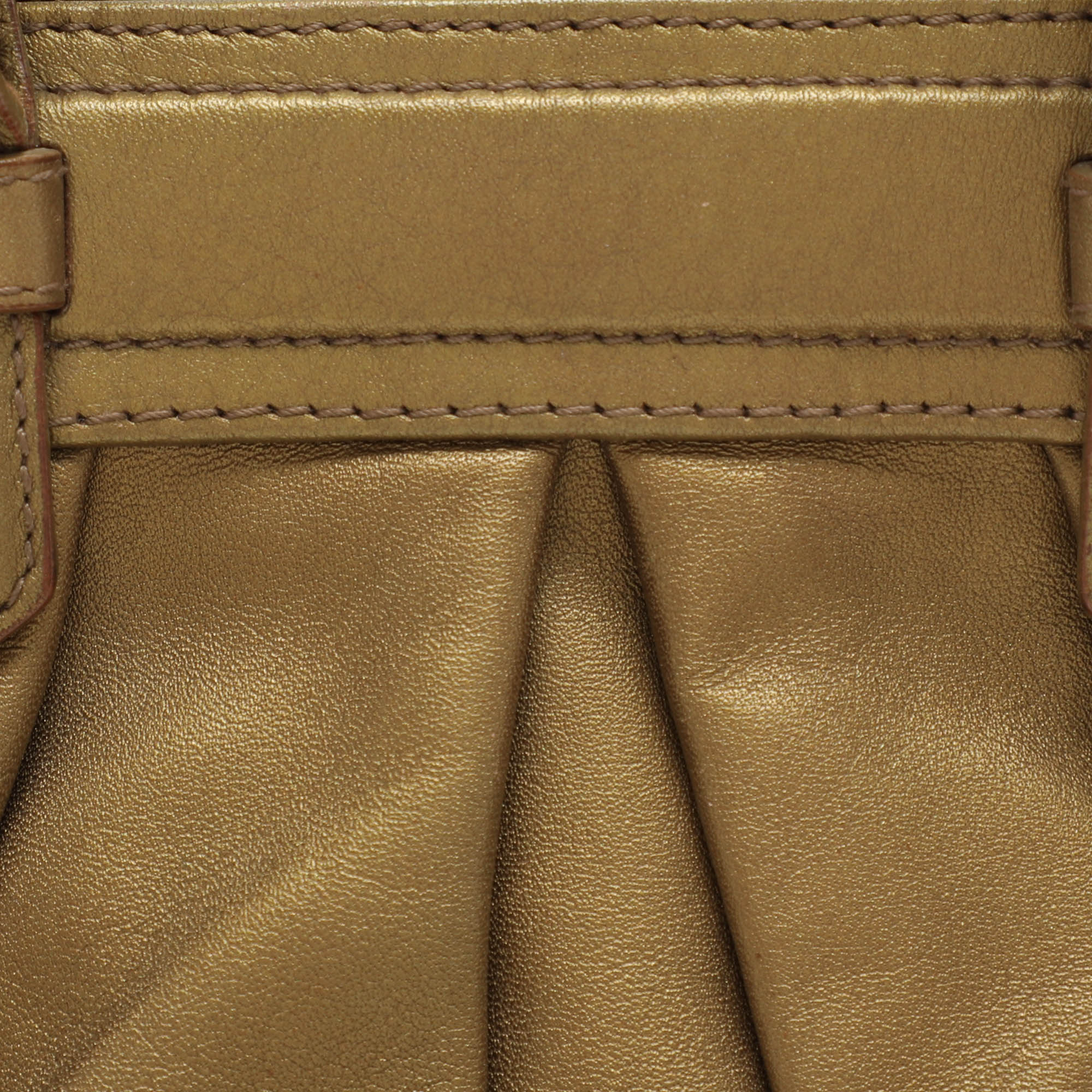 Bally Metallic Olive Leather Satchel