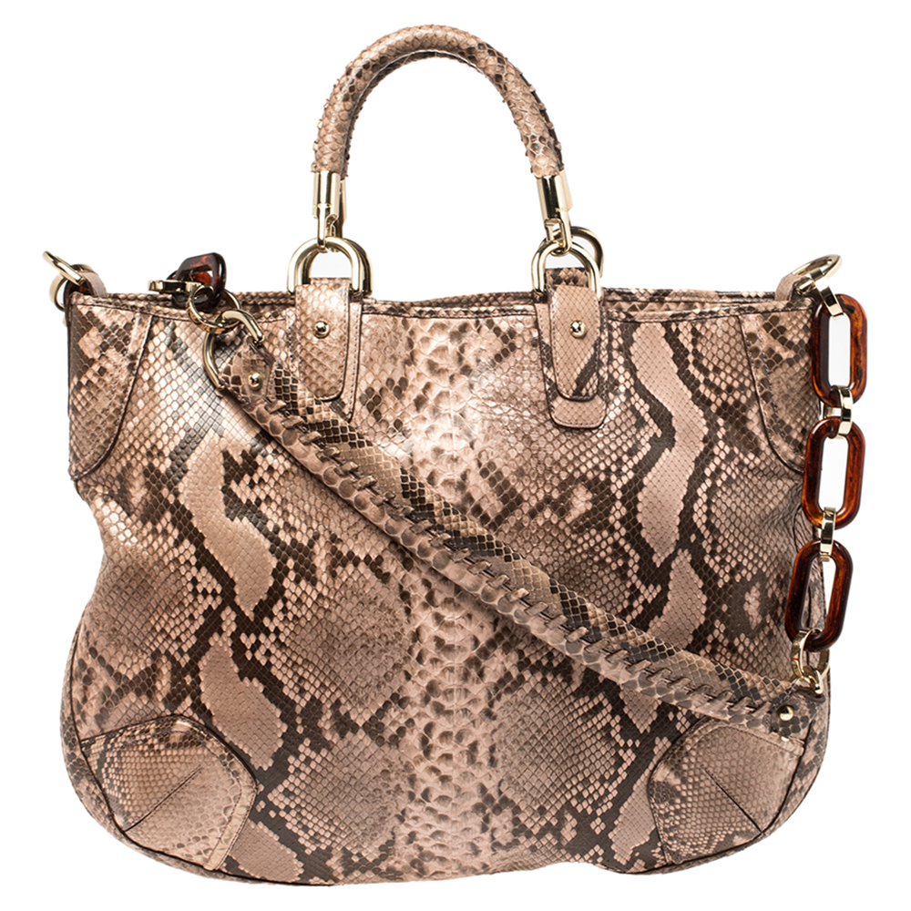 Image of Bally Dusty Pink/Black Python Jana Shoulder Bag