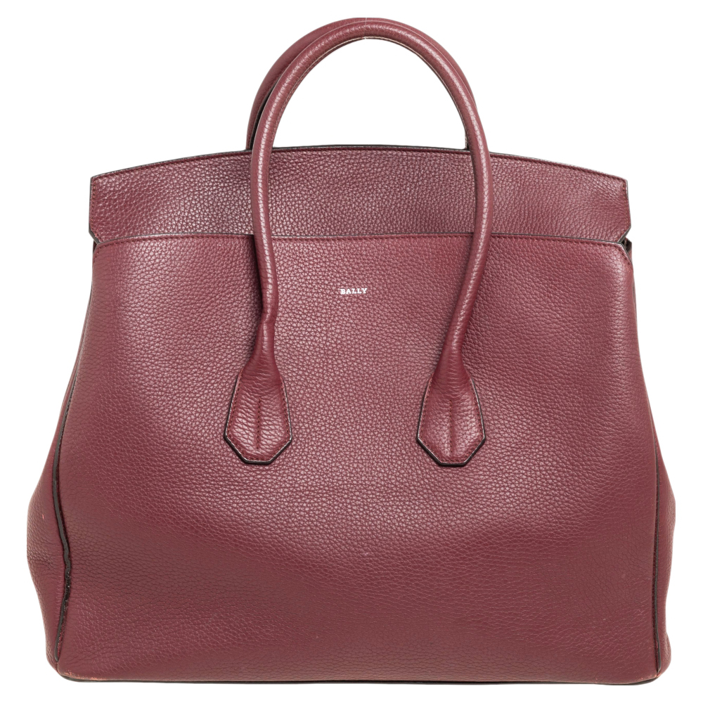 Bally Burgundy Leather Large Sommet Tote