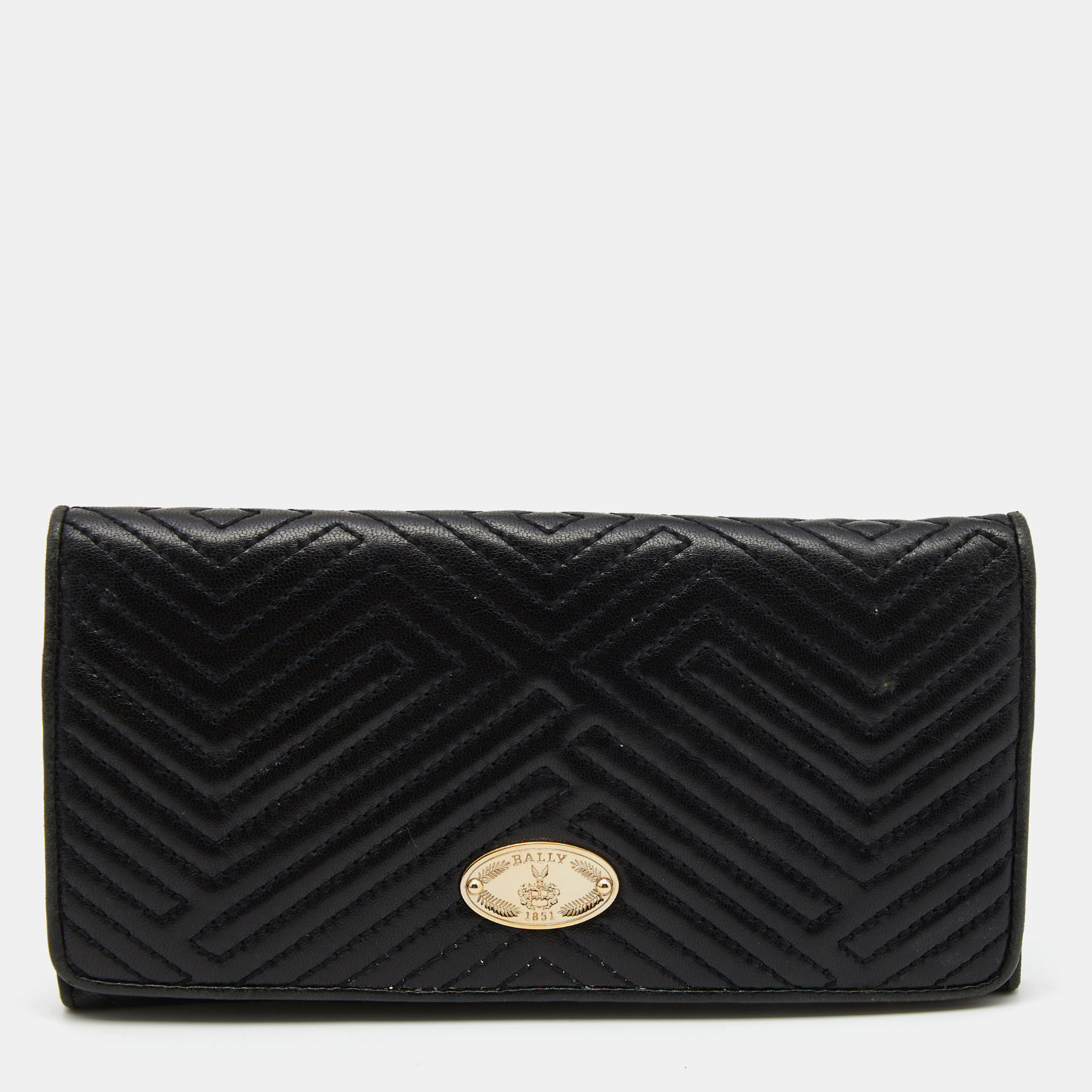Bally Black Quilted Leather Continental Wallet