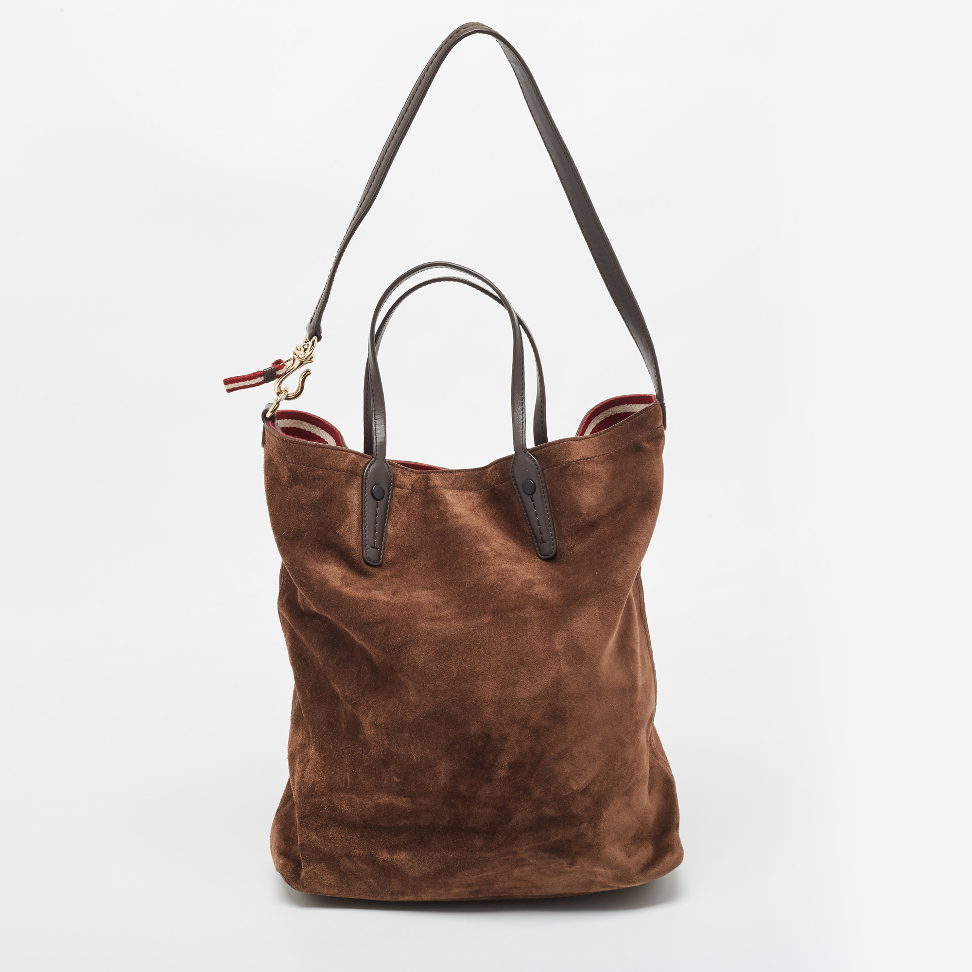 Bally Brown Suede And Leather Front Pocket Tote