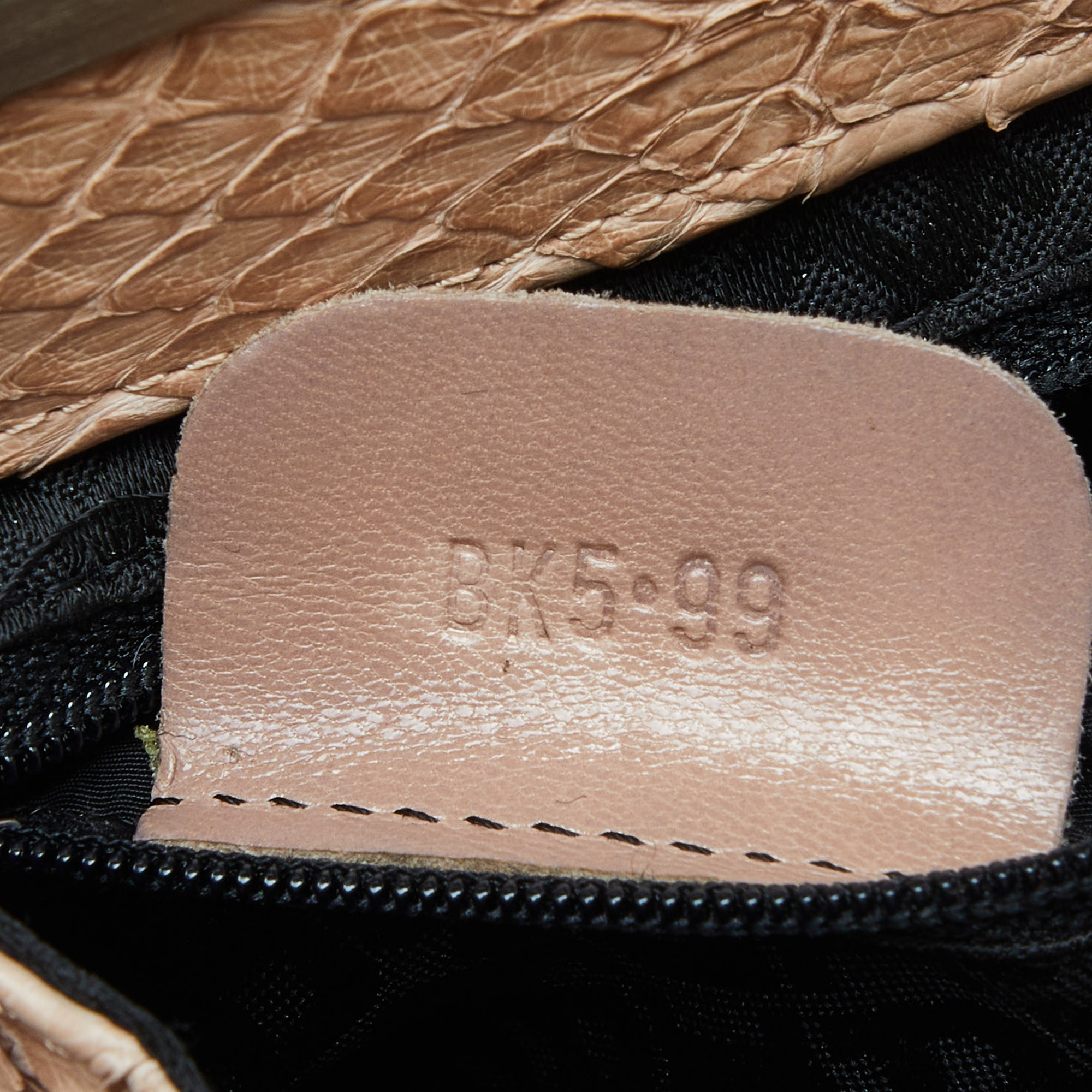 Bally Beige Watersnake Leather And Suede Metal Frame Shoulder Bag
