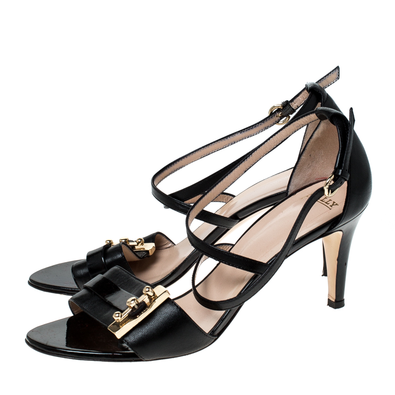 Bally Black Leather Open Toe Ankle Strap Sandals Size 38