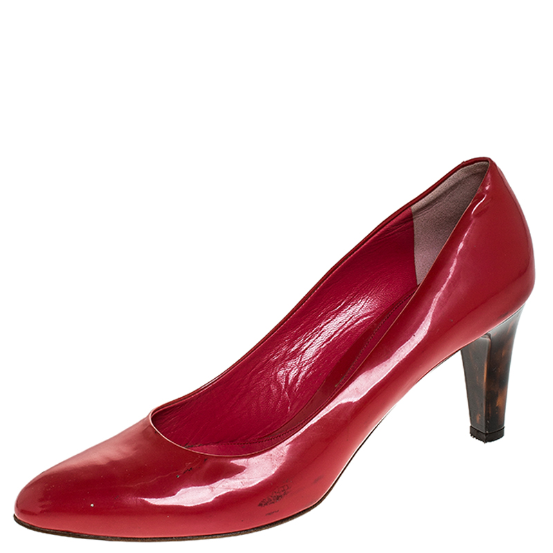Bally Pink Patent Leather Round Toe Pumps Size 41