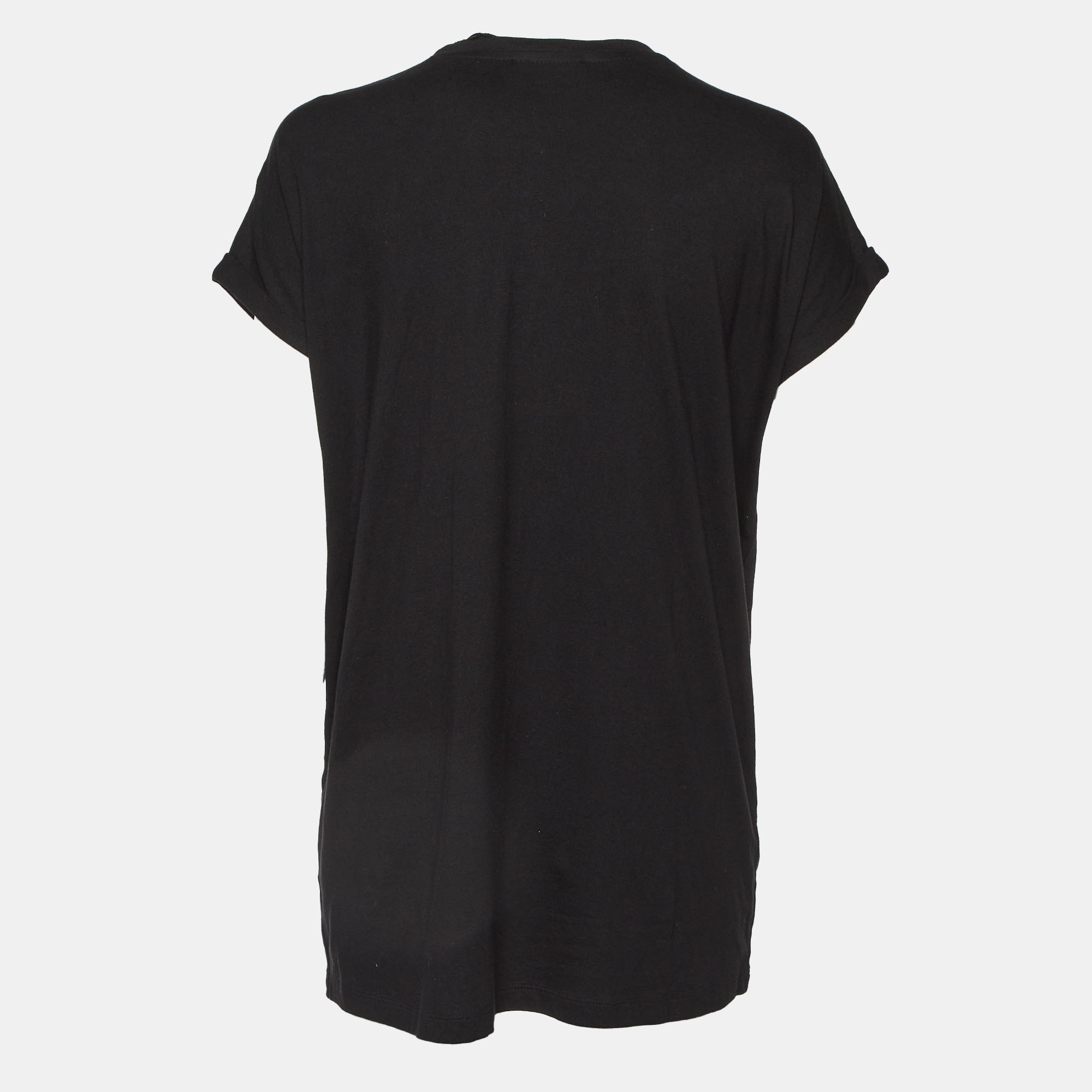 Balmain Black Embellished Cotton Knit Top S