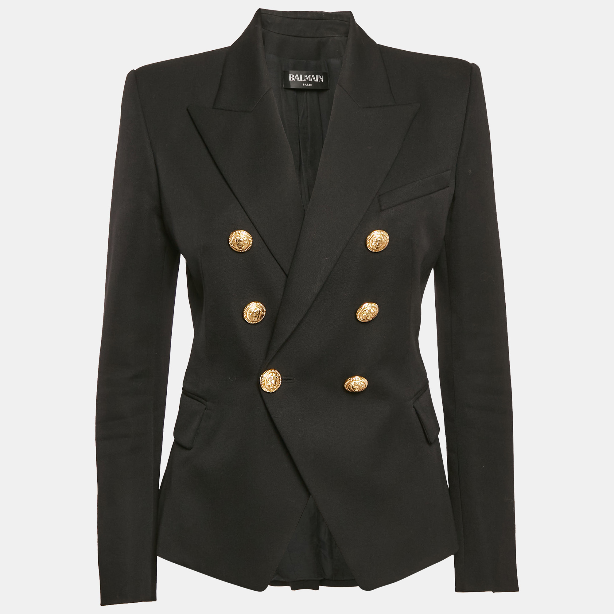 Balmain Black Wool Gabardine Button Detail Double Breasted Blazer M
Balmain Black Wool Gabardine Button Detail Double Breasted Blazer M