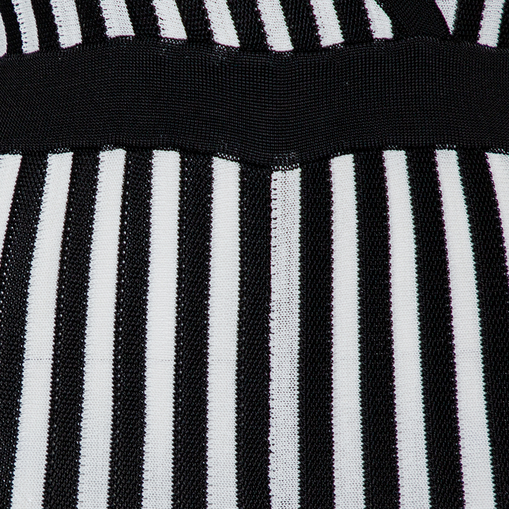 Balmain Monochrome Striped Knit Faux Wrap Jumpsuit M