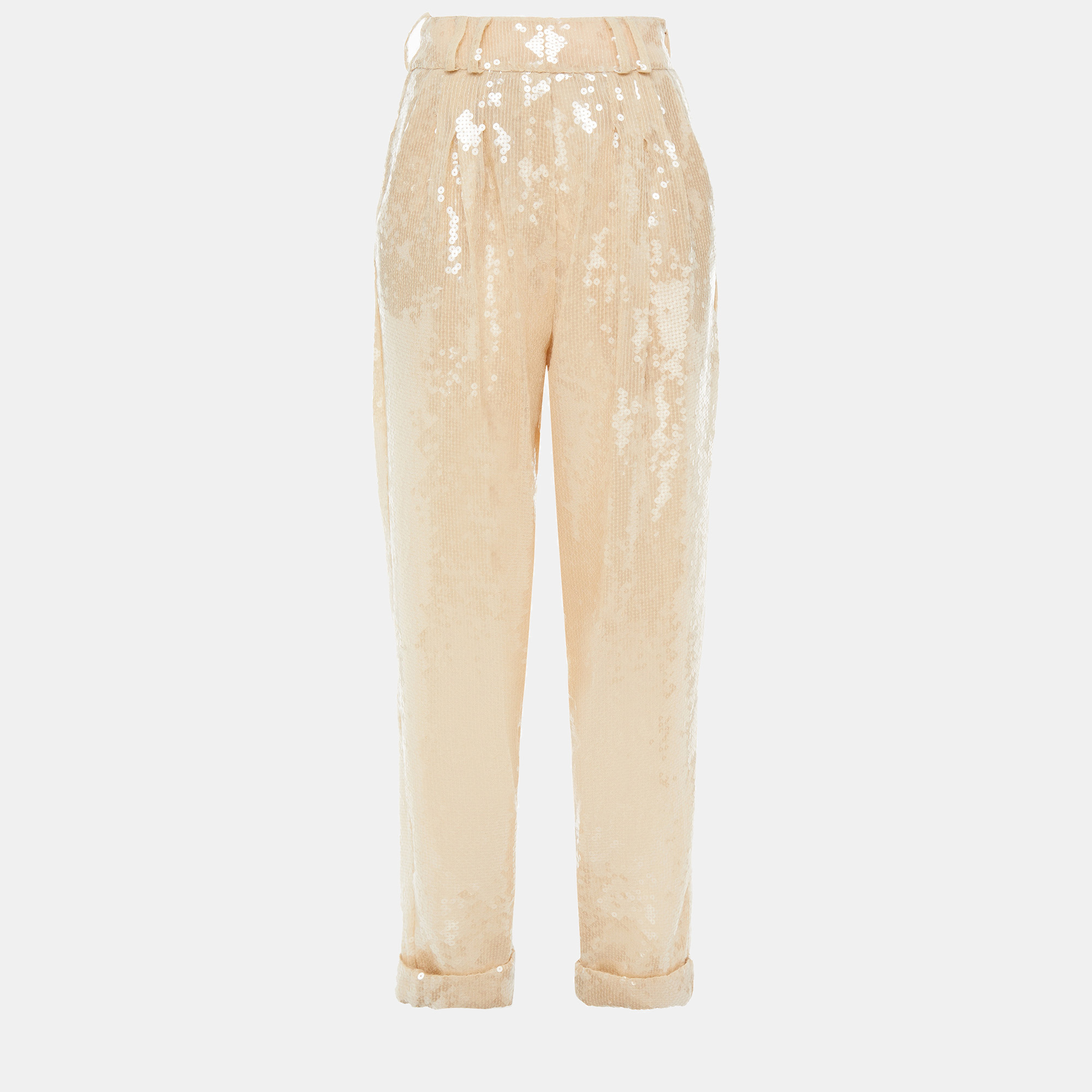 Balmain beige sequined tapered pants l (fr 40)