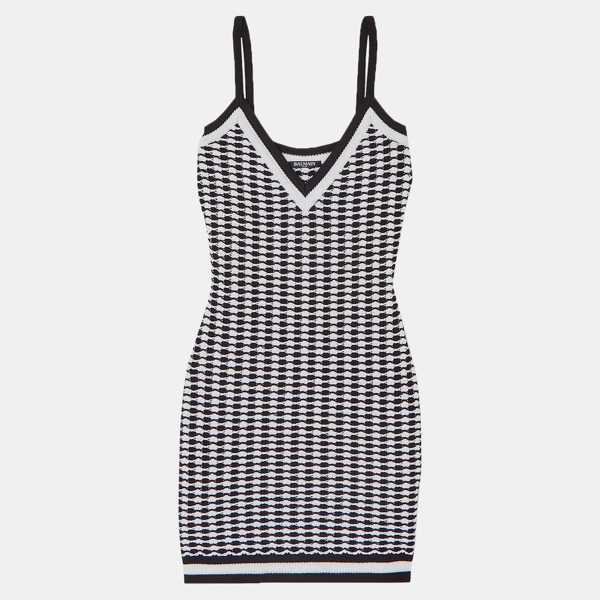 Balmain monochrome knit sleeveless mini dress m (fr 38)