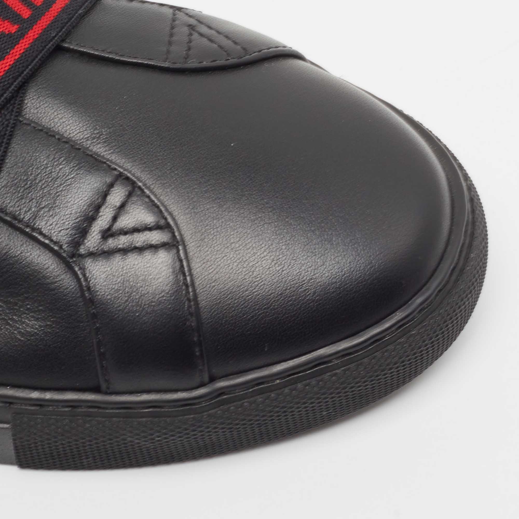 Balmain Black Leather Slip On Sneakers Size 39