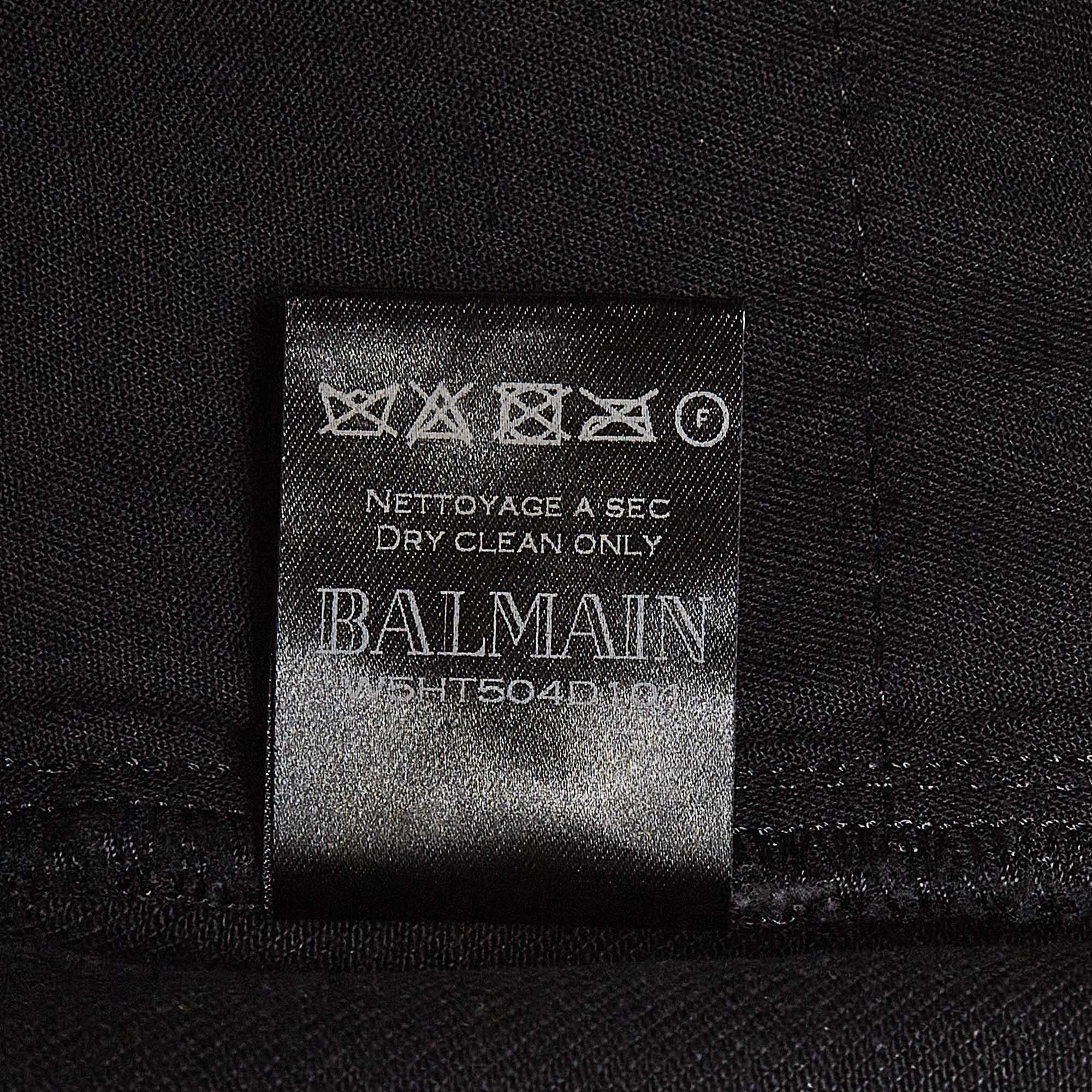 Balmain Black Waxed Leather Trim Denim Jeans M Waist 32