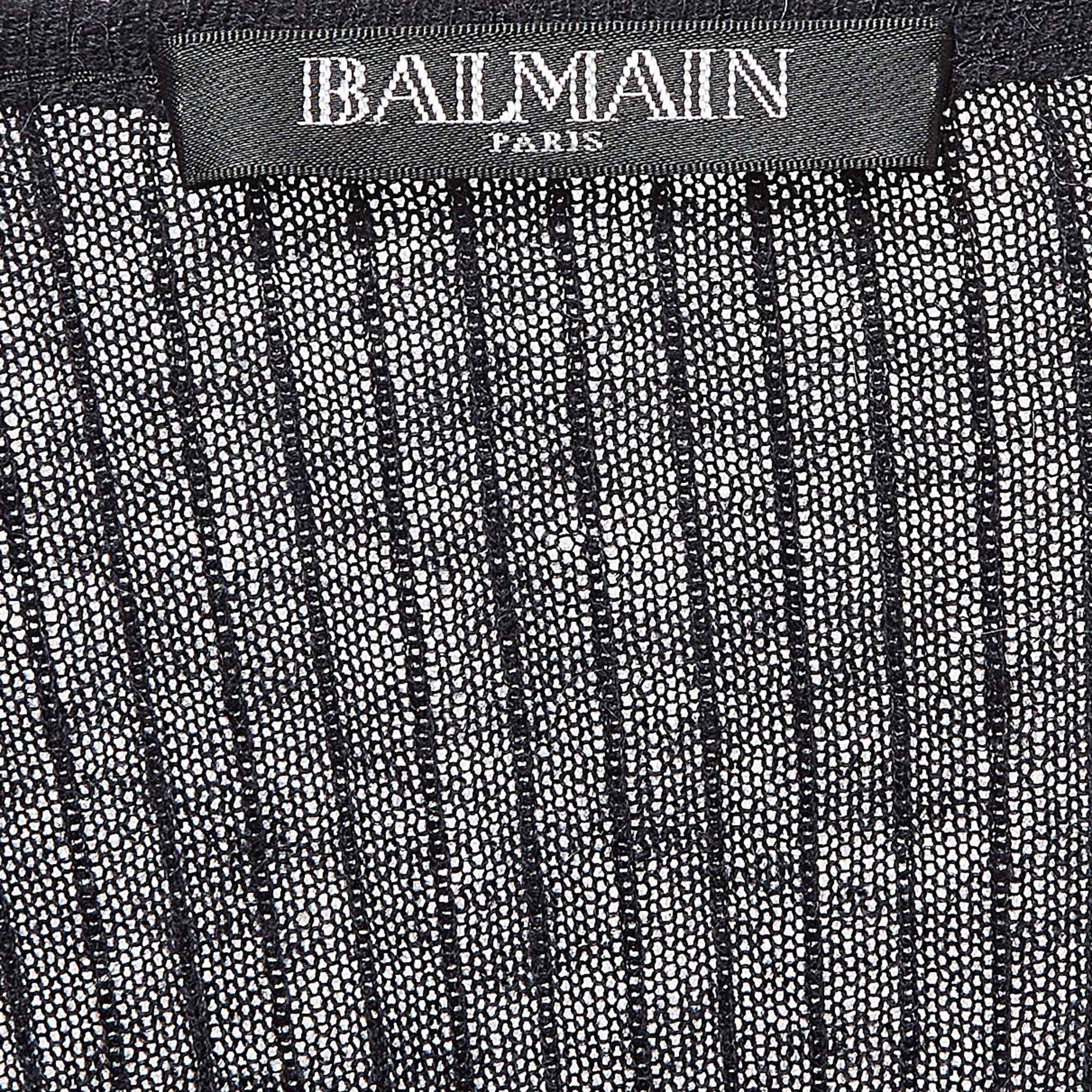 Balmain Black Rib Knit Button Detail Sweater M