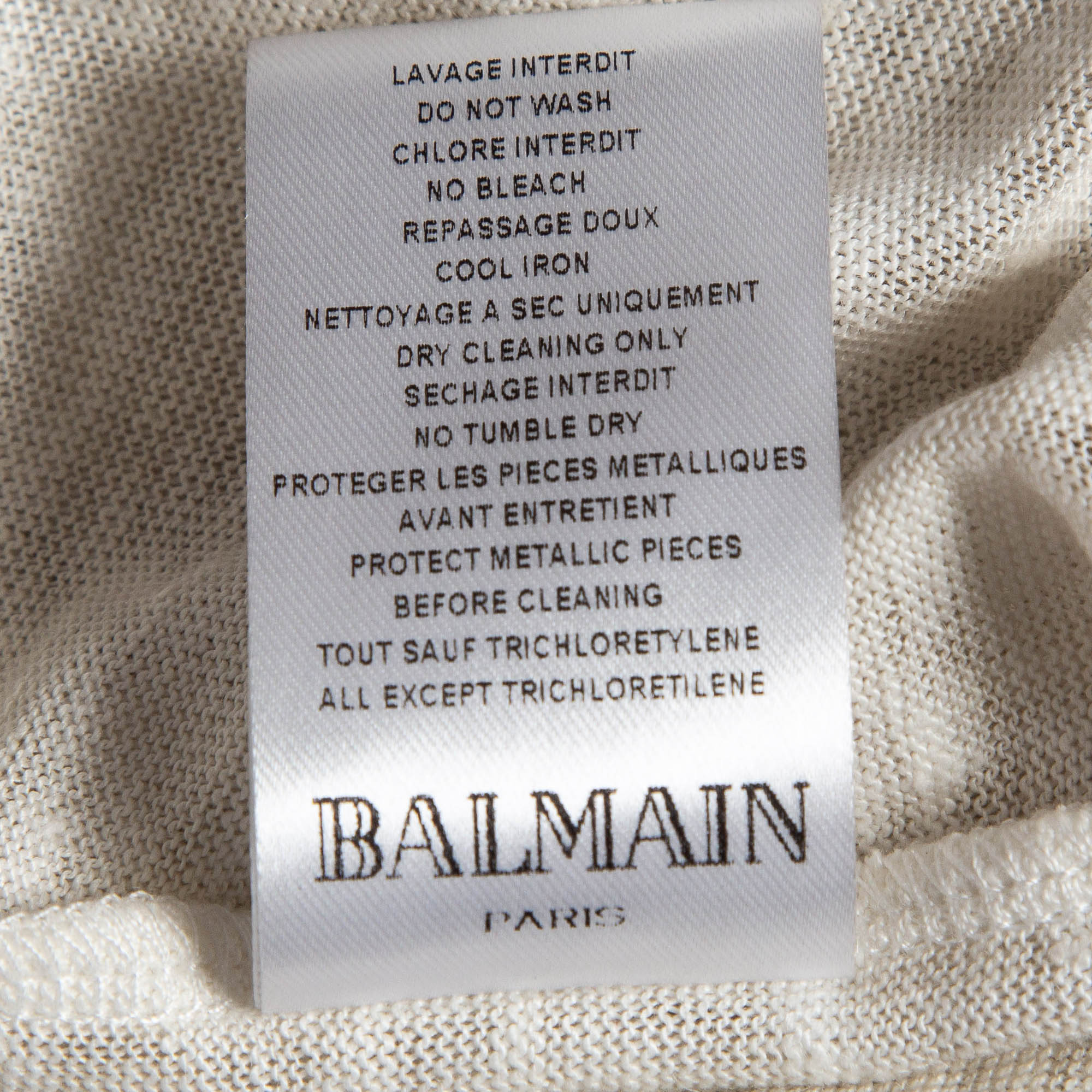 Balmain Off-White Linen Knit Lace-Up Top M