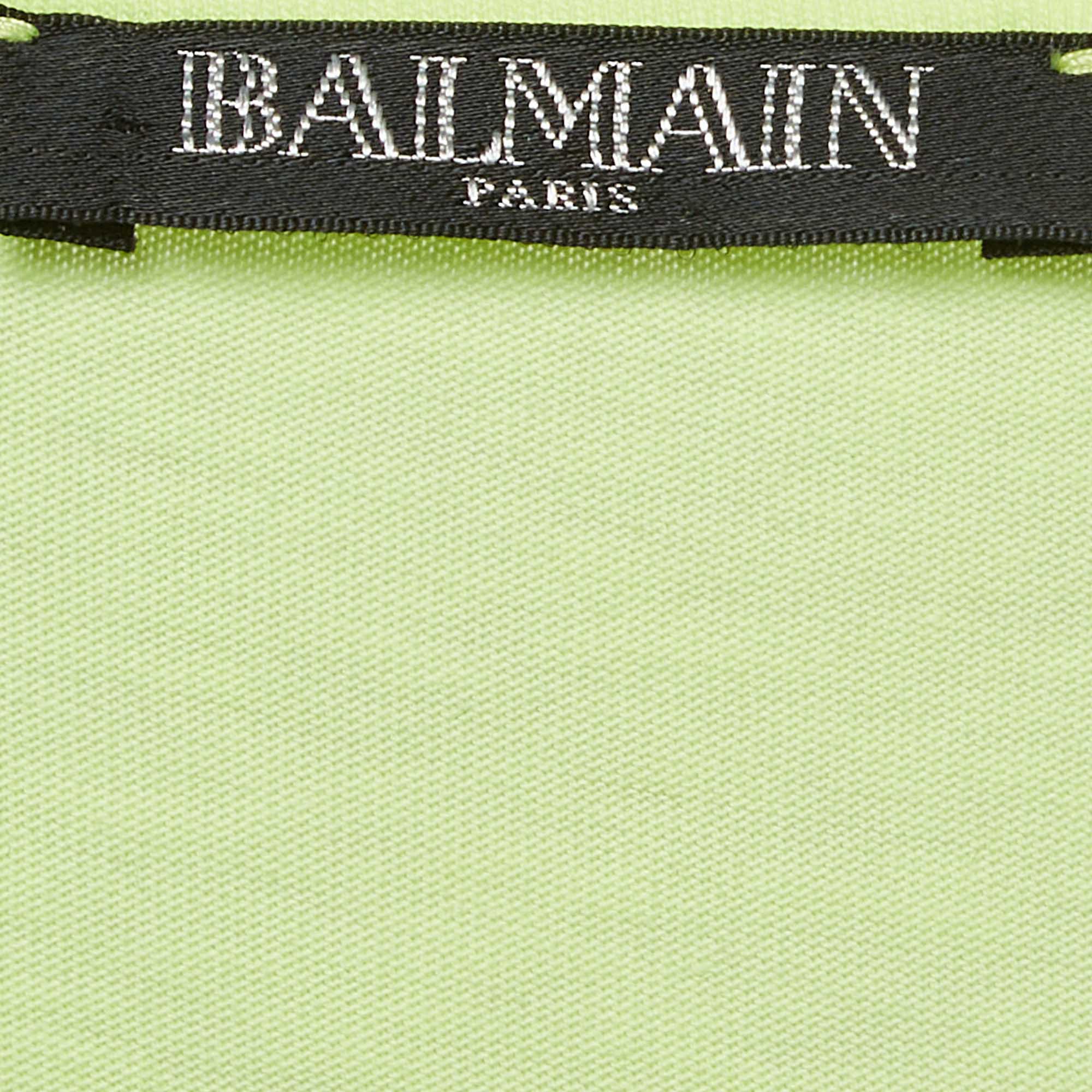 Balmain Fluorescent Green Logo Print Jersey Sleeveless T-Shirt M