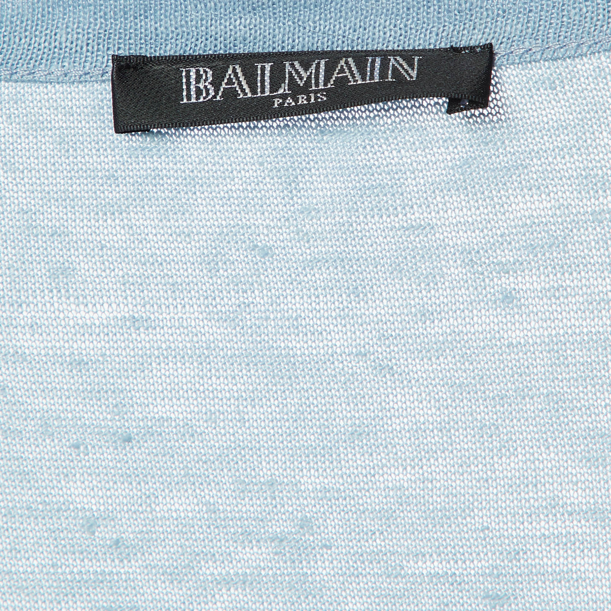 Balmain Navy Blue Cashmere Knit Lace-Up Tank Top M