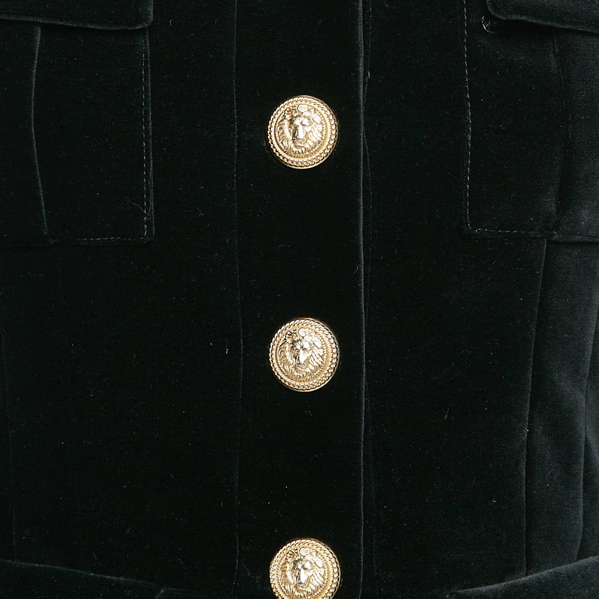 Balmain Black Velvet Button Detail Single Breasted Jacket S