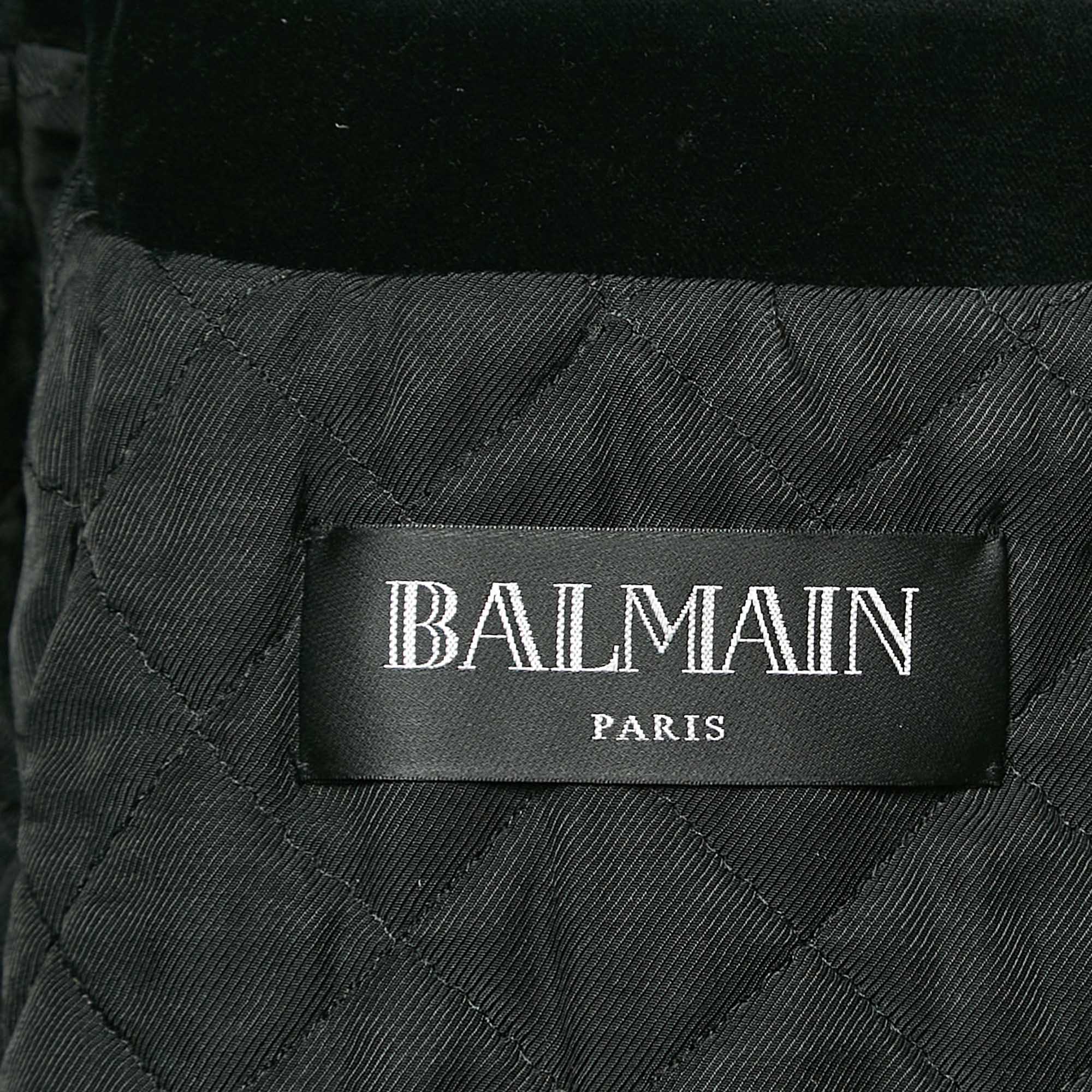 Balmain Black Velvet Button Detail Single Breasted Jacket S