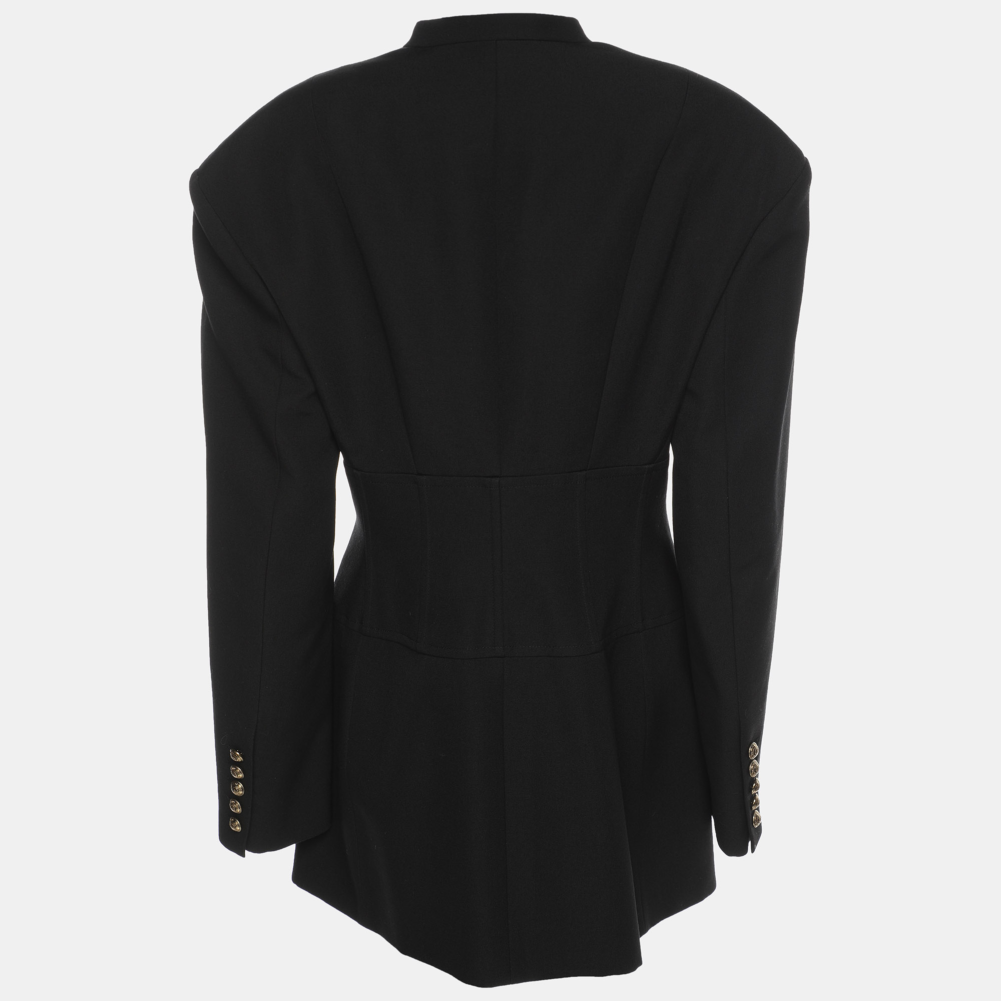 Balmain Black Wool Buttoned Front Blazer M