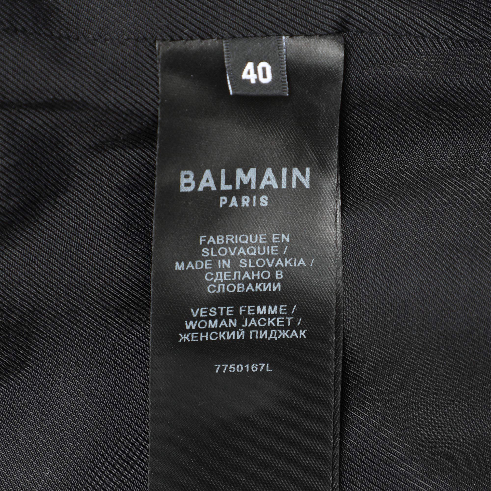 Balmain Black Wool Buttoned Front Blazer M