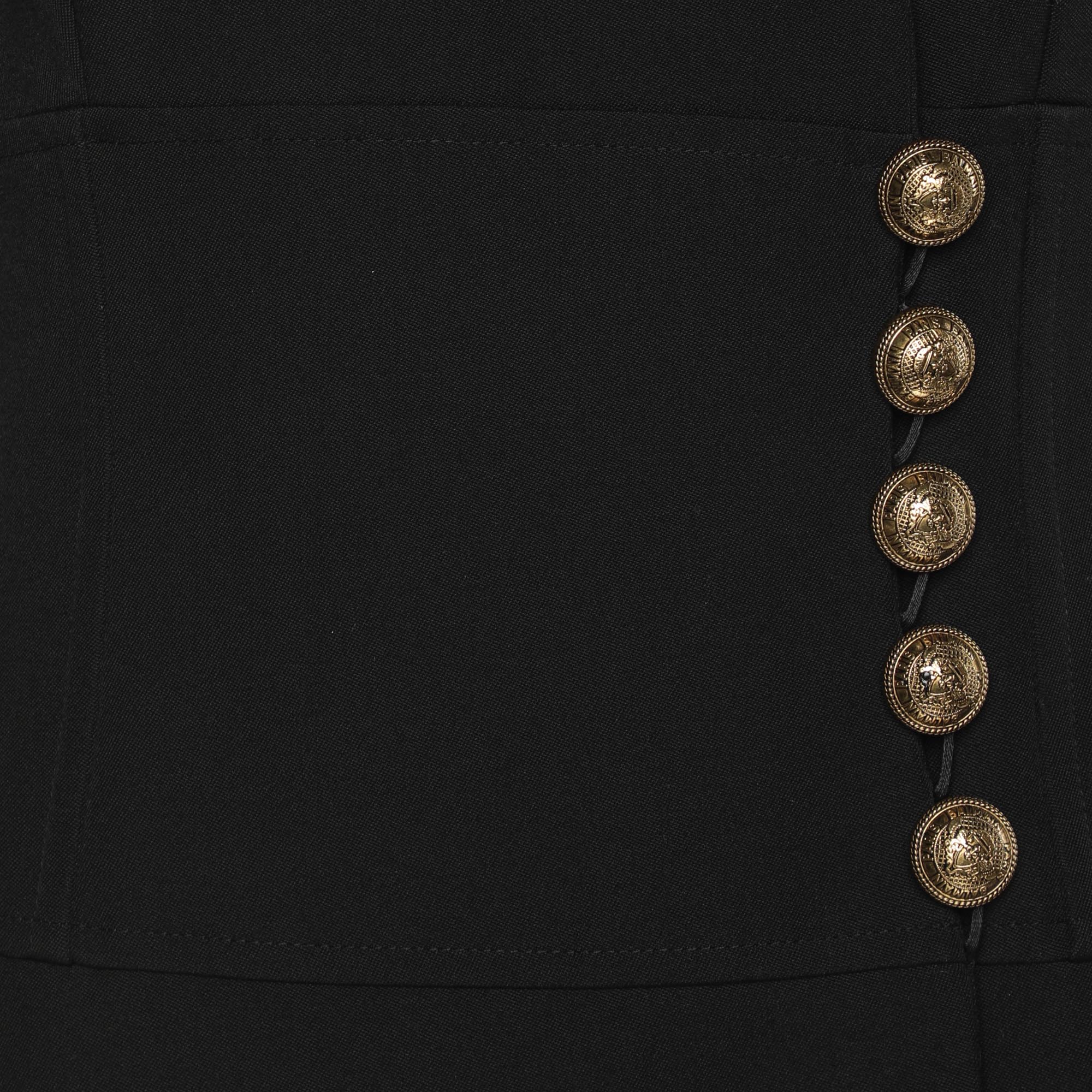 Balmain Black Wool Buttoned Front Blazer M