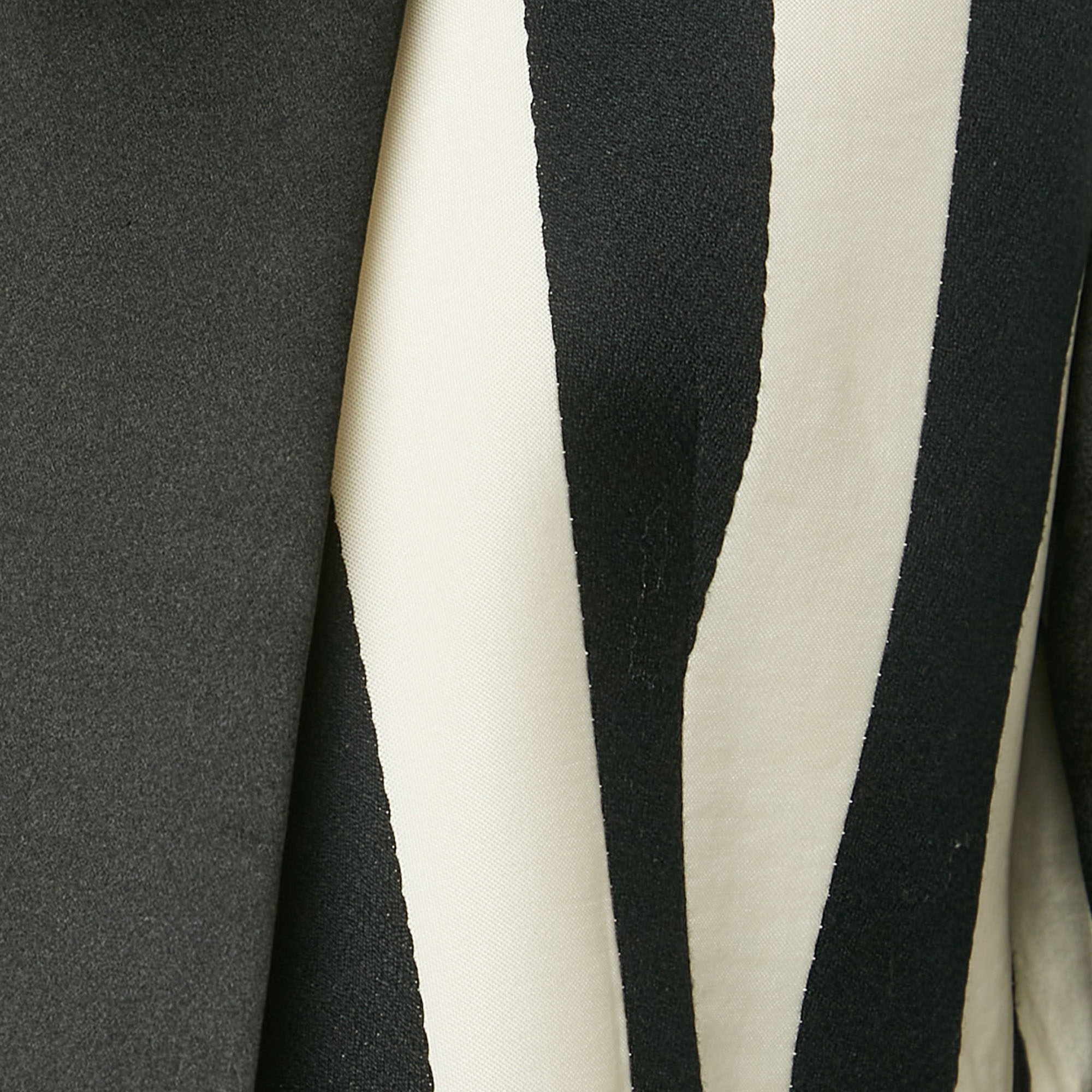 Balmain Black/White Stripe Cotton Blend Open Front Blazer M