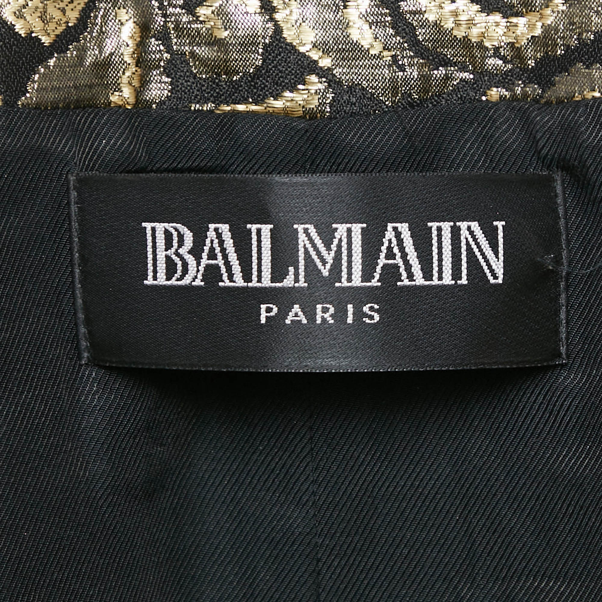 Balmain Black/Gold Brocade Double Breasted Blazer M