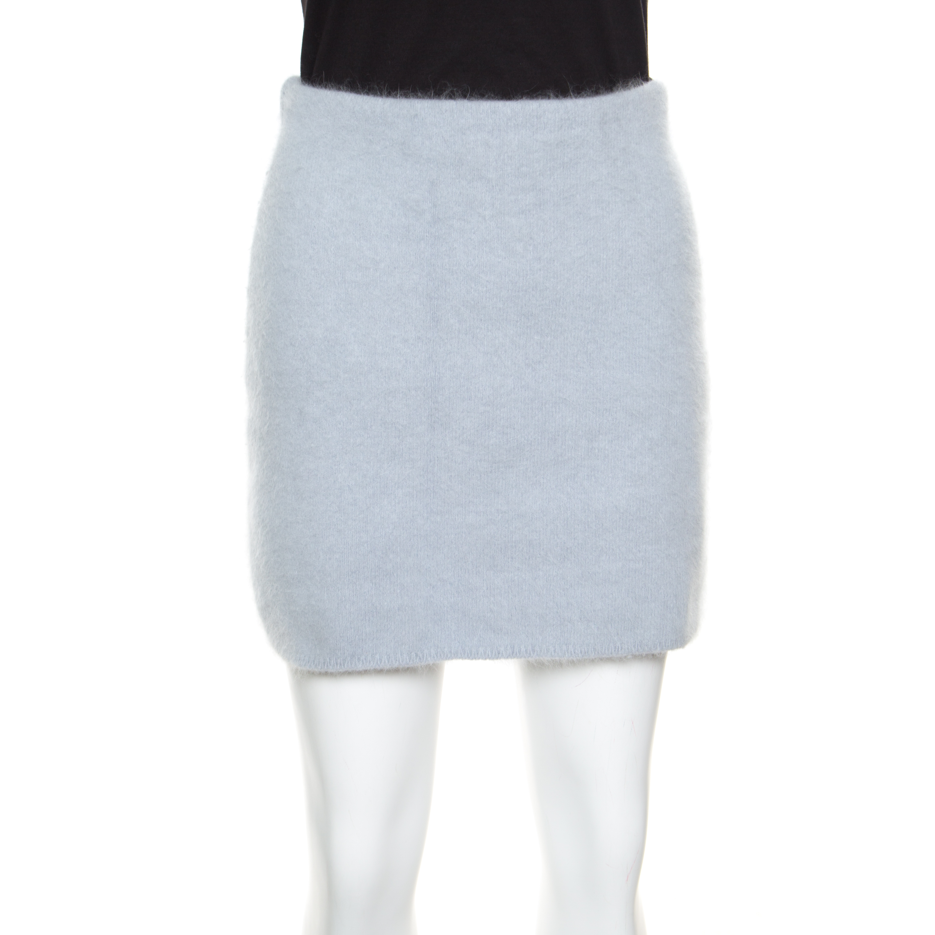 

Balmain Powder Blue Angora Wool Mini Skirt
