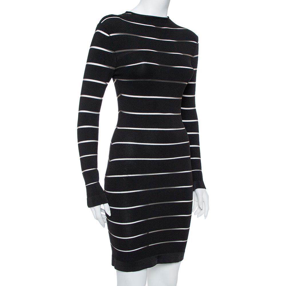 

Balmain Black Paneled Knit Long Sleeve Bodycon Dress
