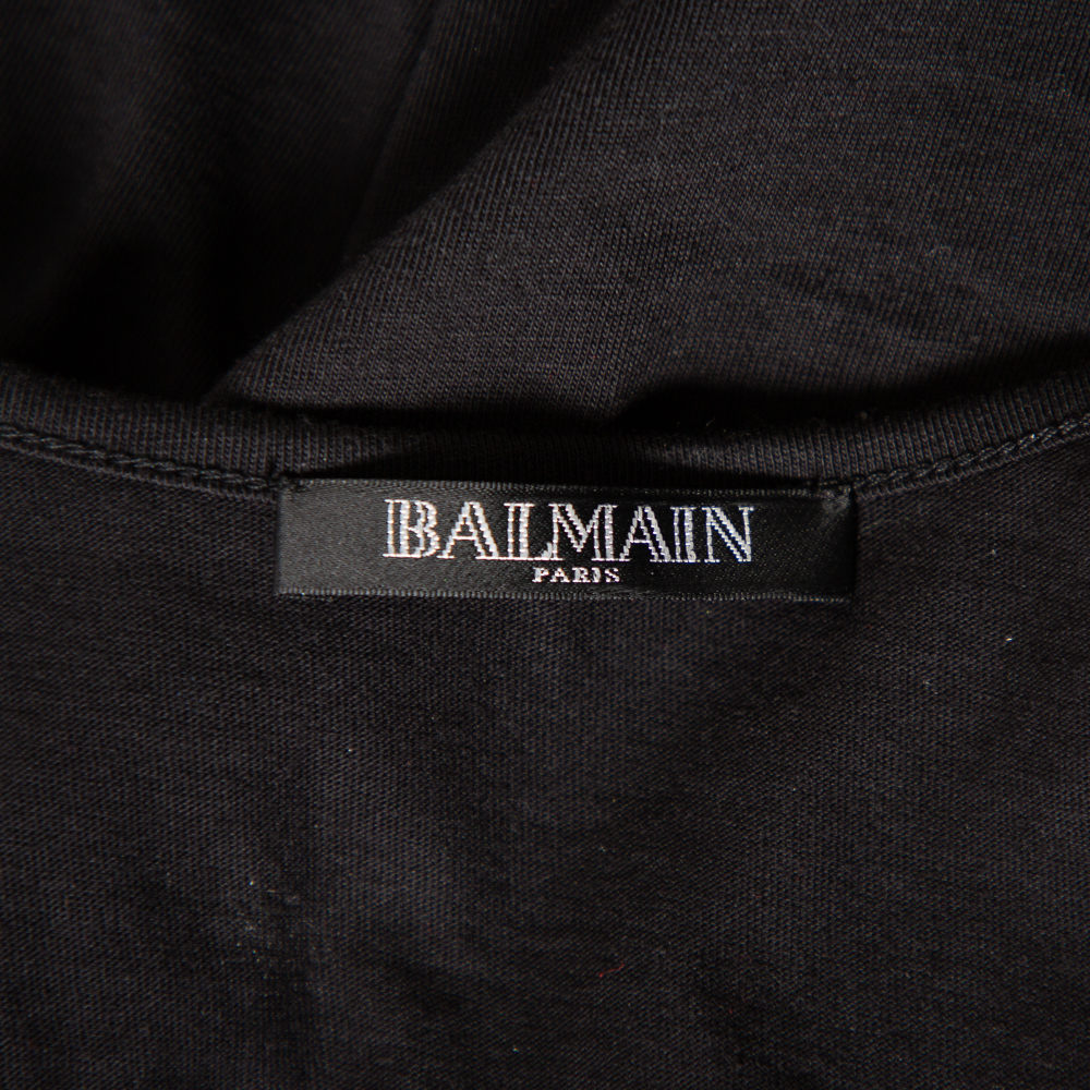 Balmain Black Cotton Logo Printed Tank Top M