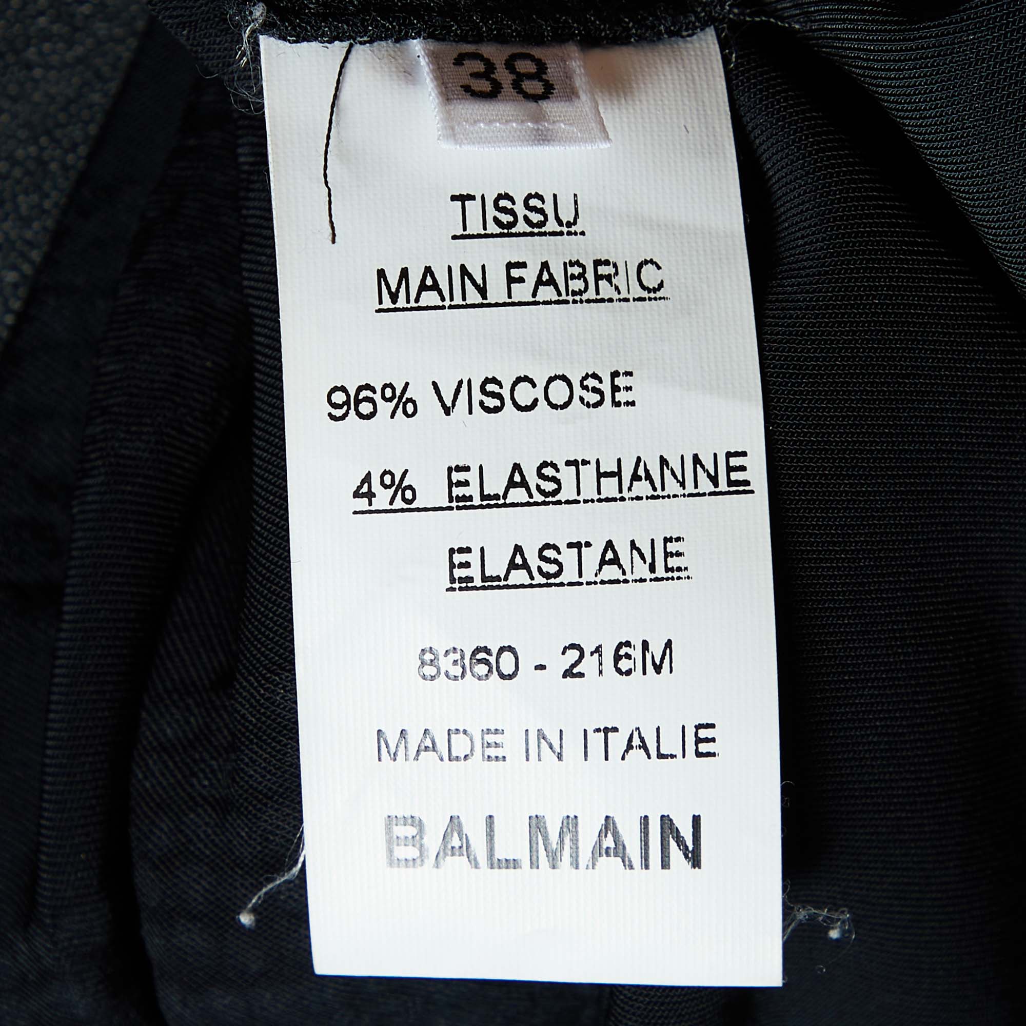 Balmain Black Rhinestone Zebra Pattern Embellished Jersey Sleeveless Top M