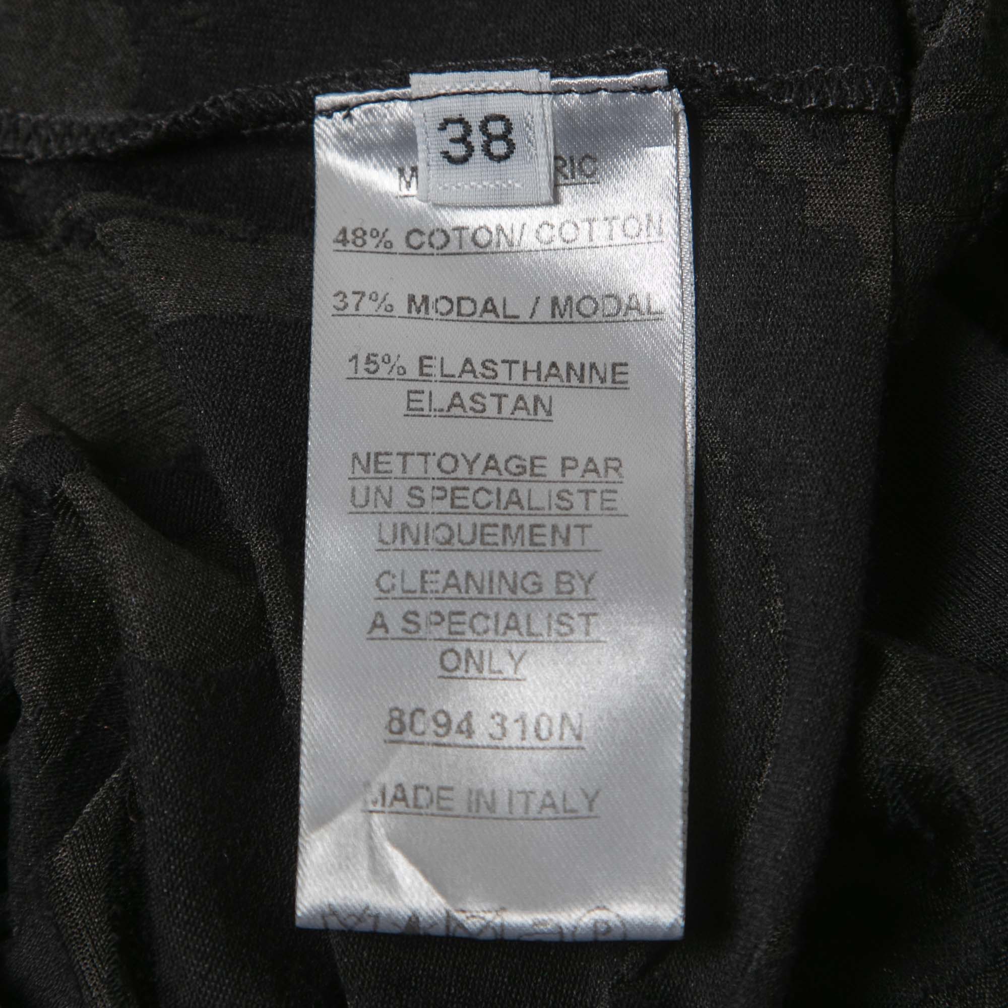 Balmain Black Mesh & Jersey Button Embellished Top M