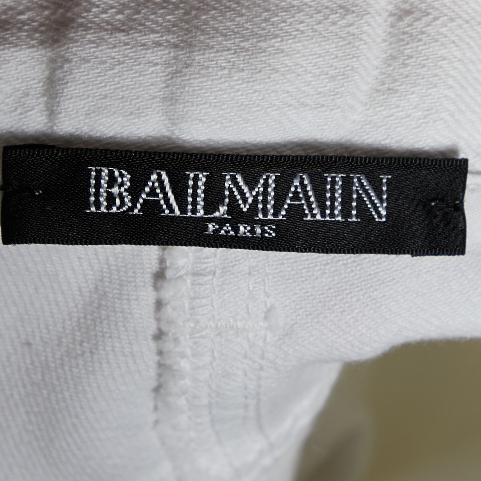 Balmain White Denim Zip Hem Detail Jeans S