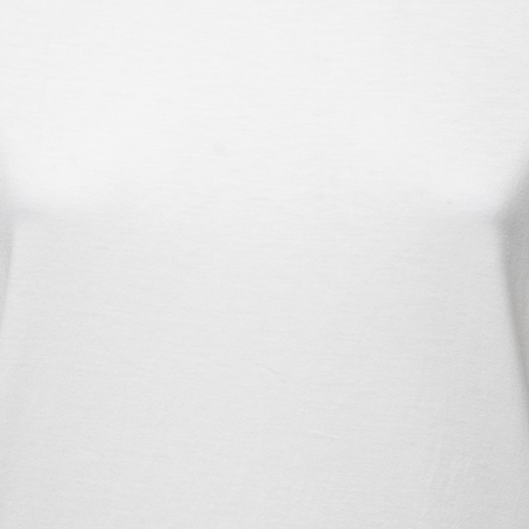 Balmain White Cotton Knit Distressed Detail T-Shirt S