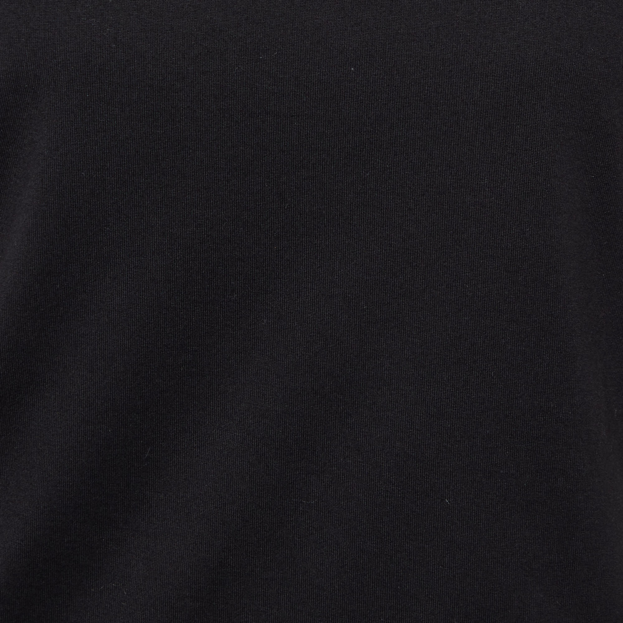 Balmain Black Cotton Knit & Tulle Trim Detail T-Shirt S
