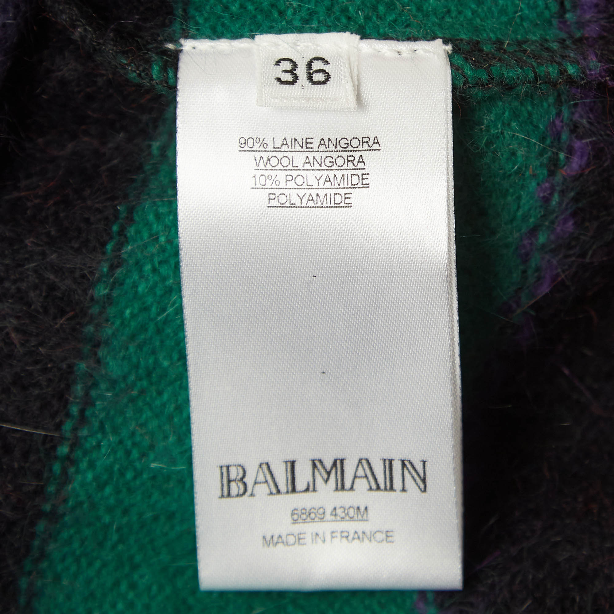 Balmain Multicolor Colorblock Patterned Angora Sweater S