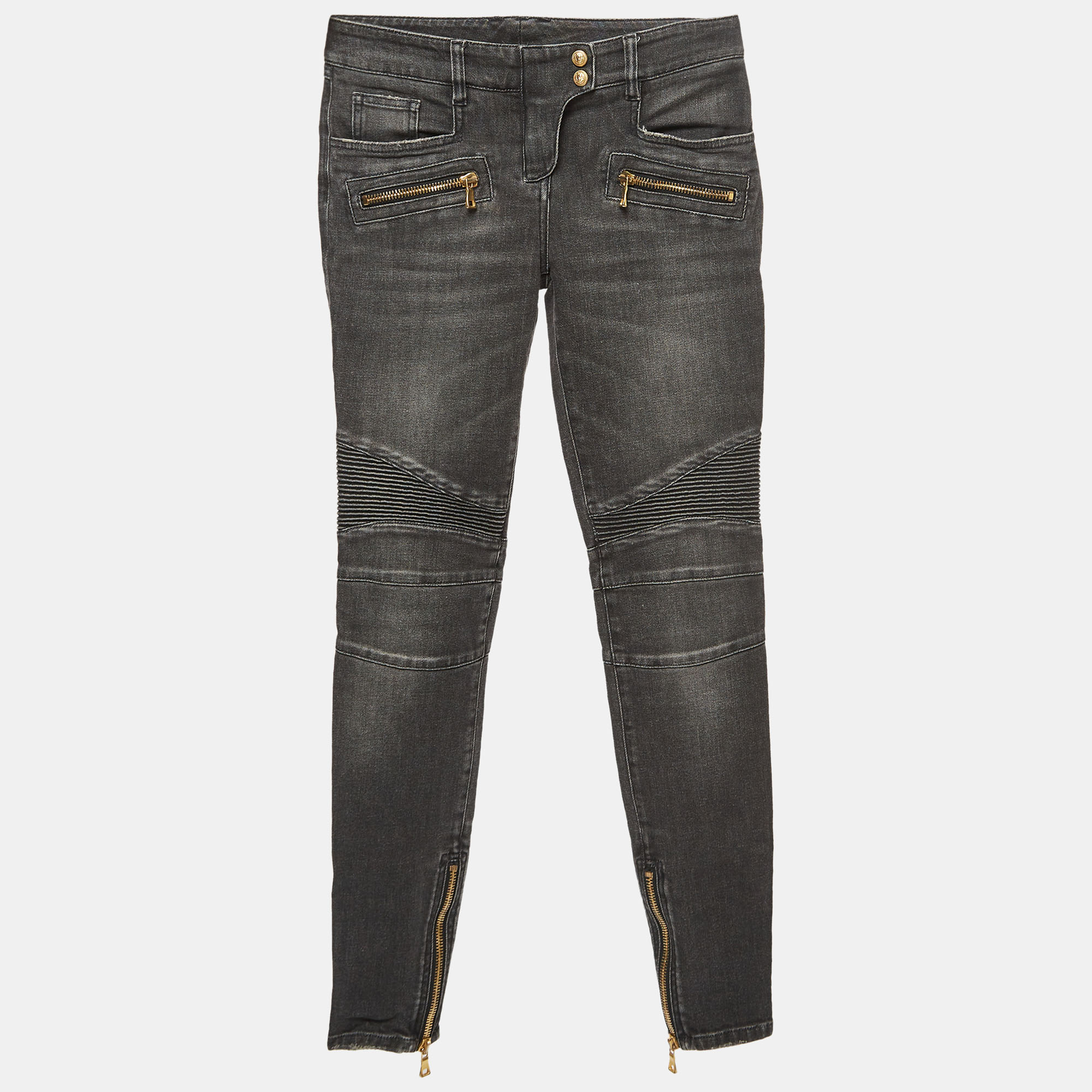Balmain Grey Washed Denim Slim Fit Jeans S Waist 28