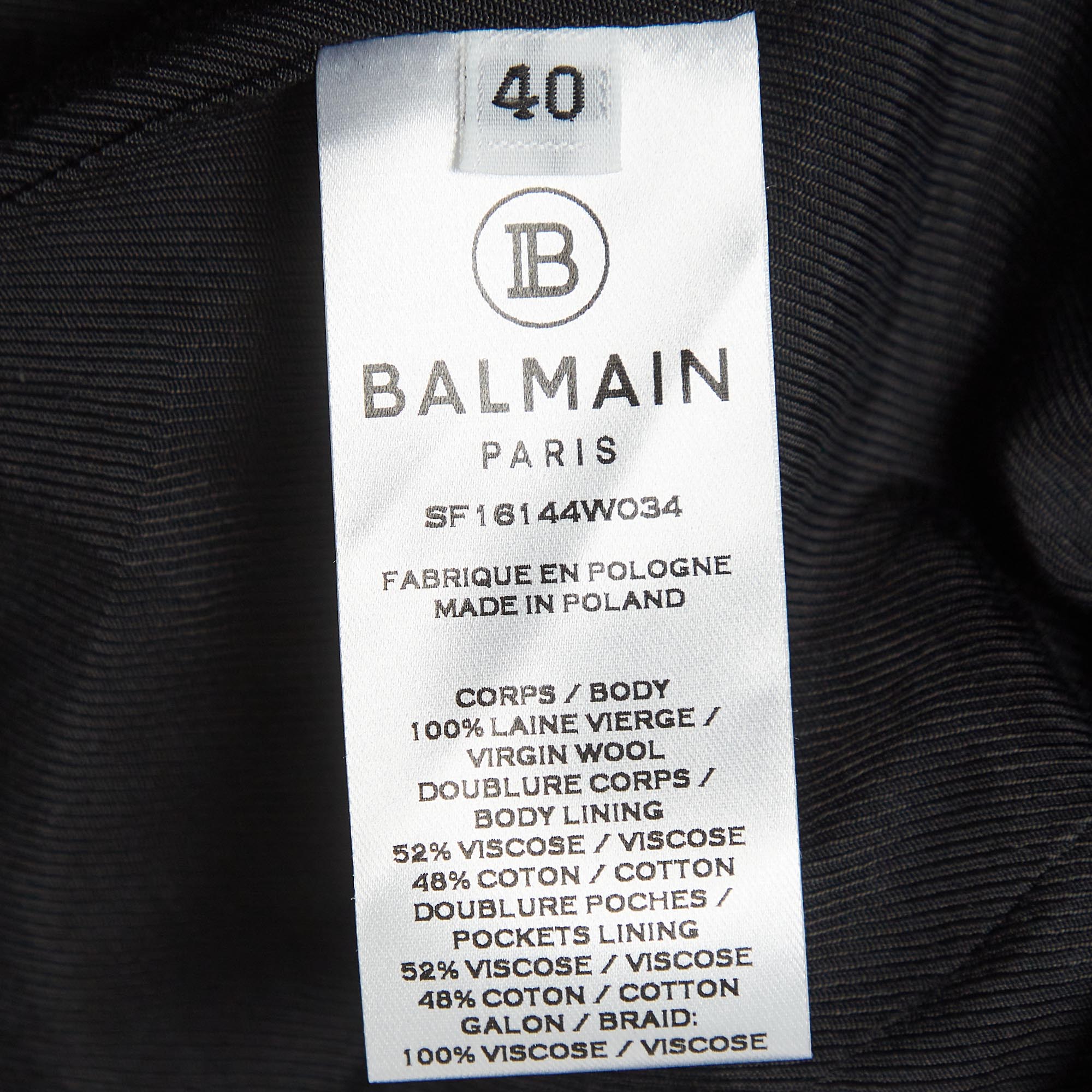 Balmain Black Wool Double Breasted Sleeveless Mini Dress M
