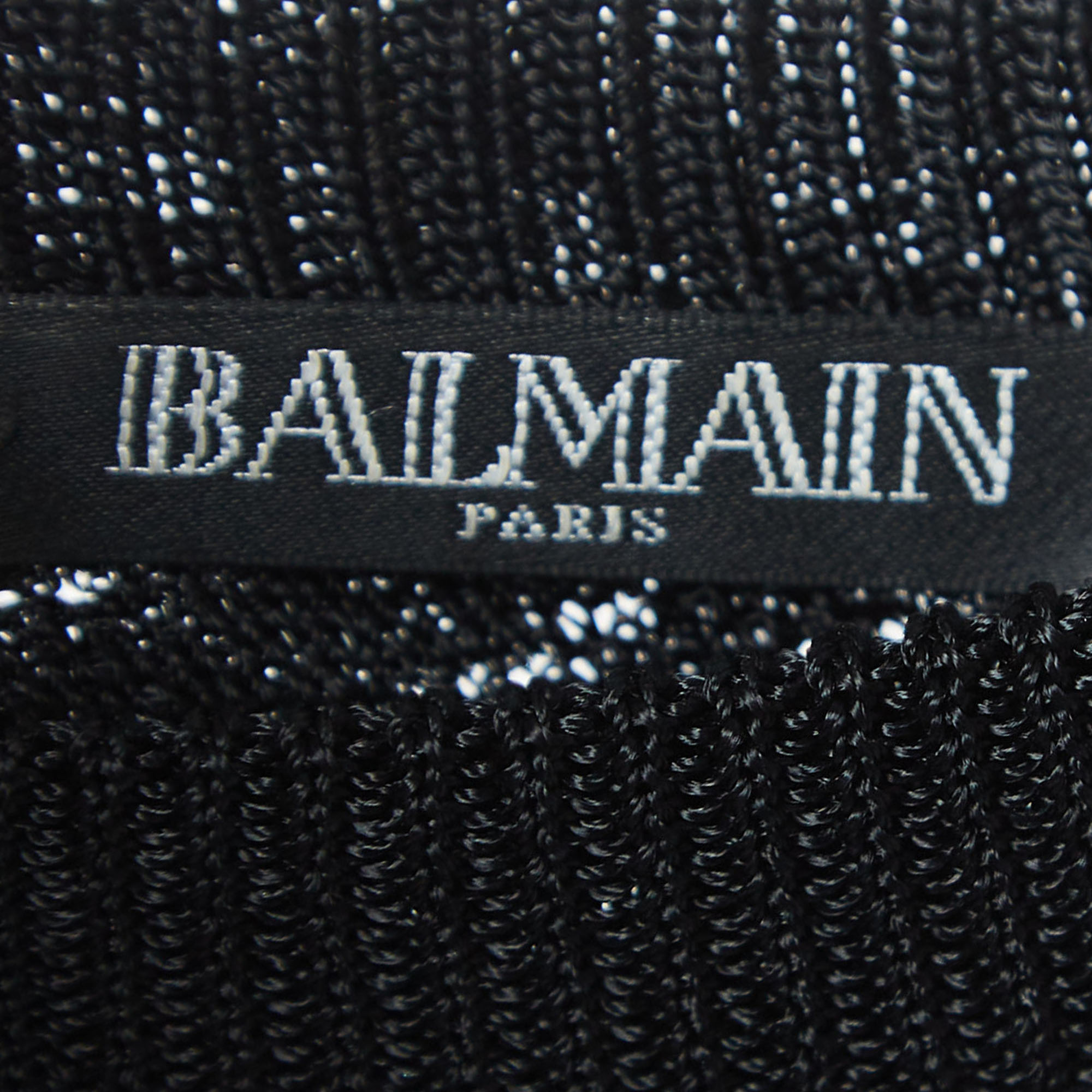 Balmain Black Knit Sheer Bodycon Dress M