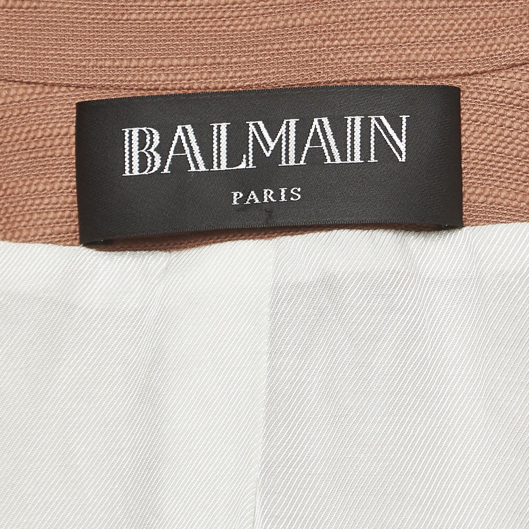 Balmain Peach Orange Textured Cotton Single Breasted Blazer M