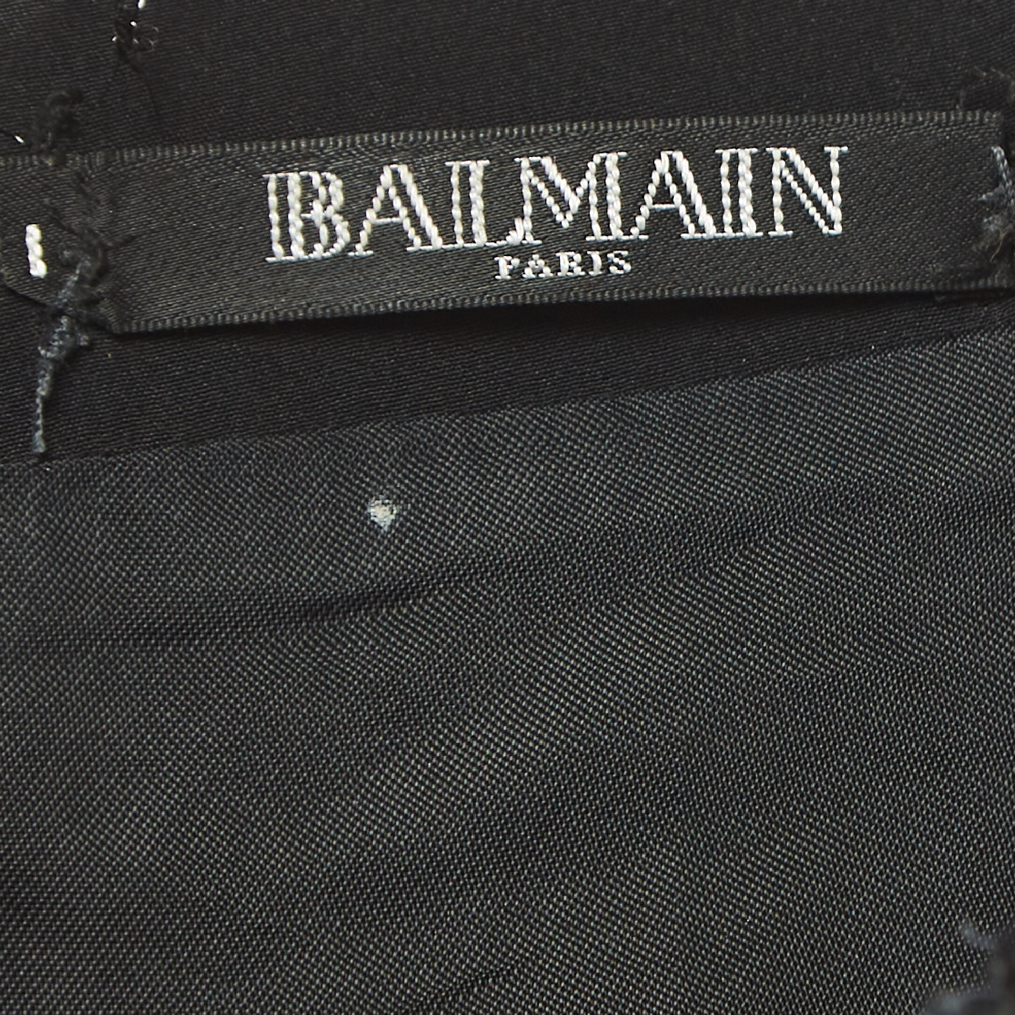 Balmain Black/White Lurex Tweed Belted Mini Skirt S
