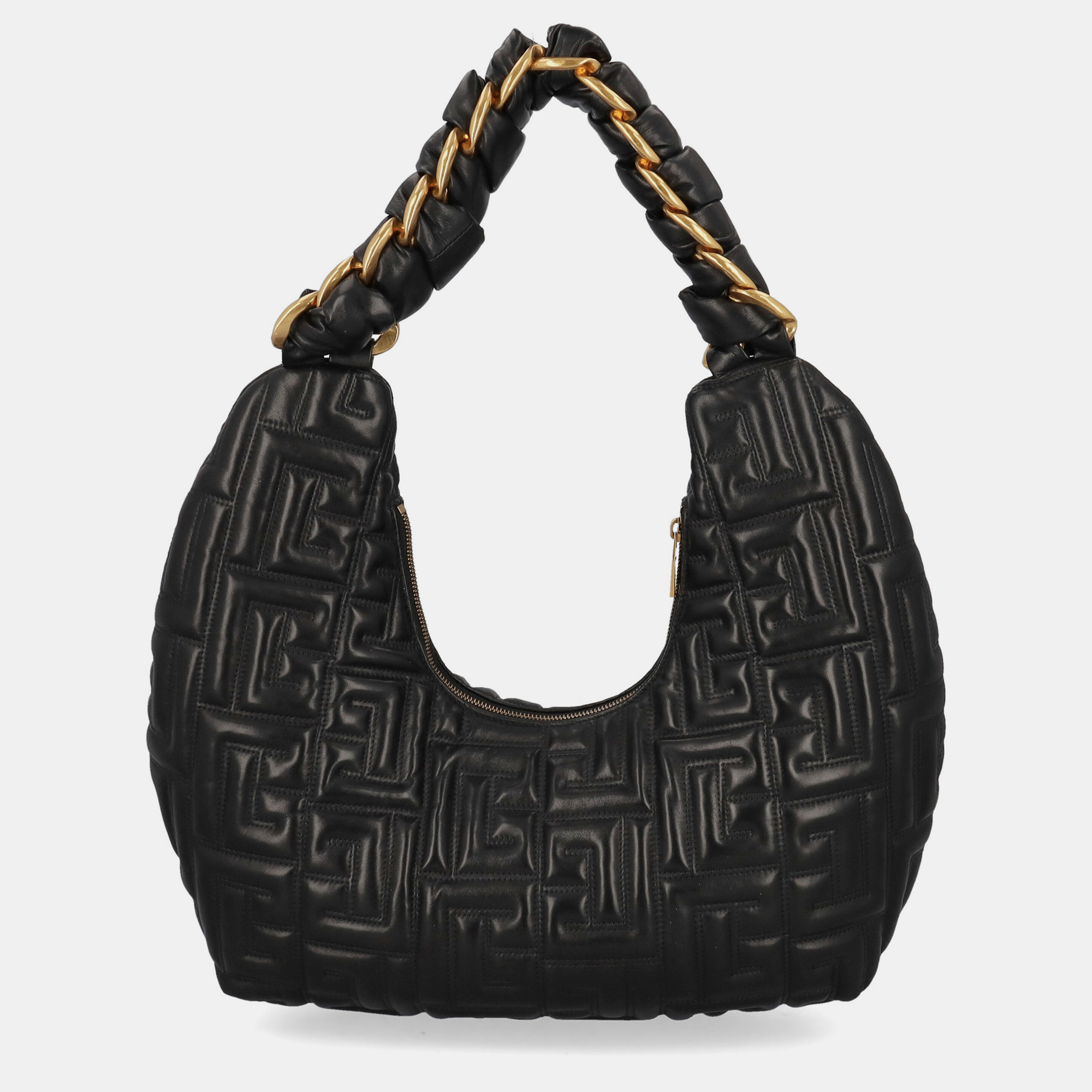 Balmain  Women's Leather Hobo Bag - Black - One Size