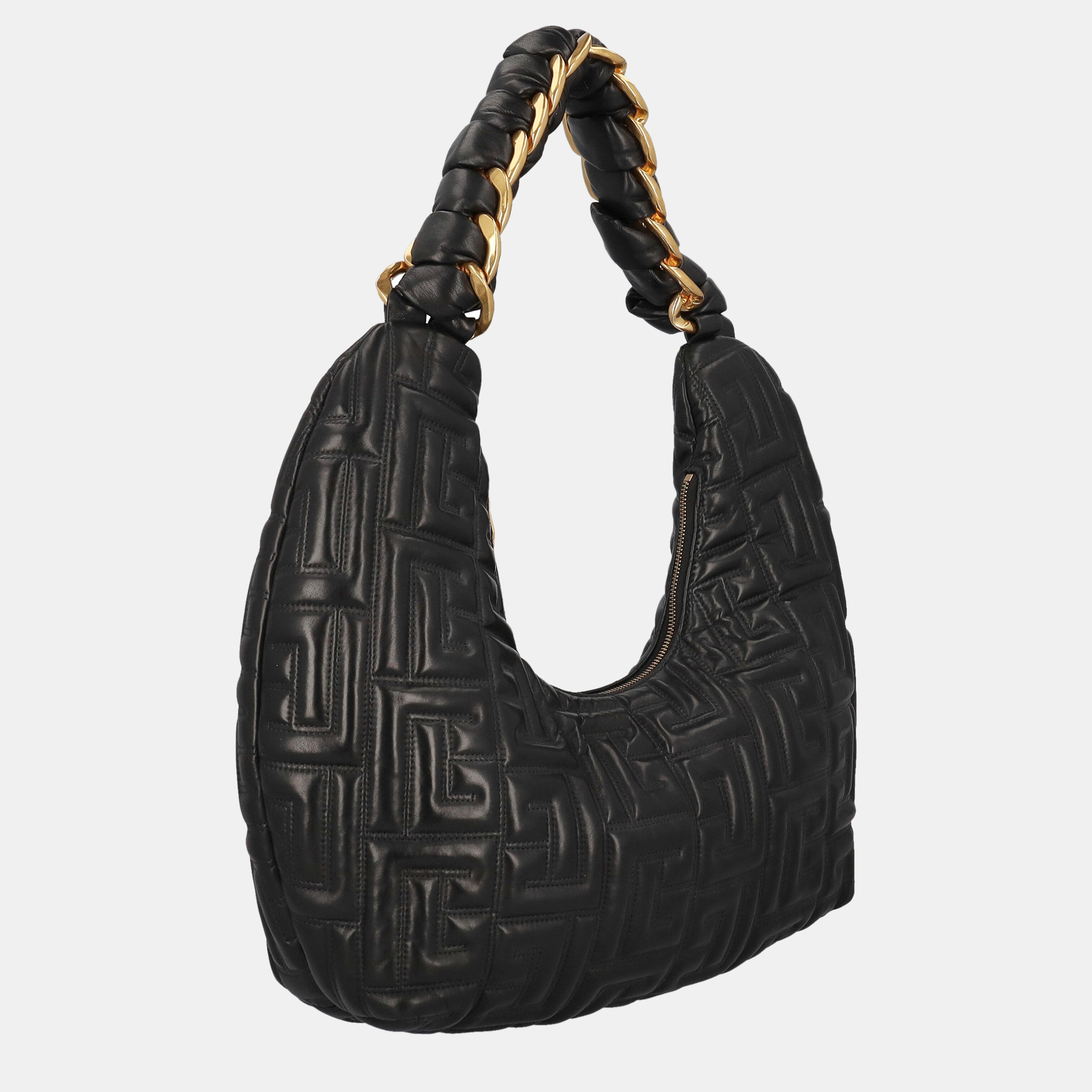 Balmain  Women's Leather Hobo Bag - Black - One Size