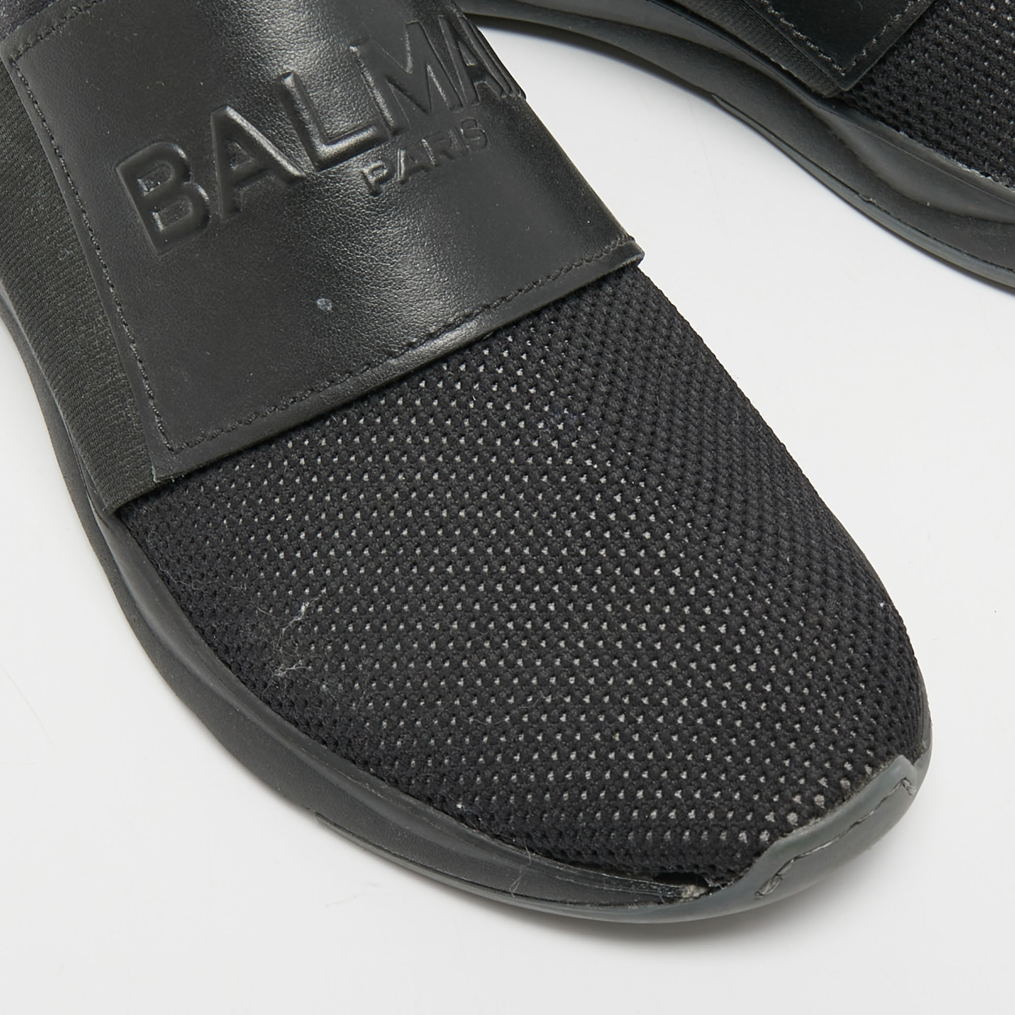Balmain Black Fabric And Leather Cameron Sock Sneakers Size 38