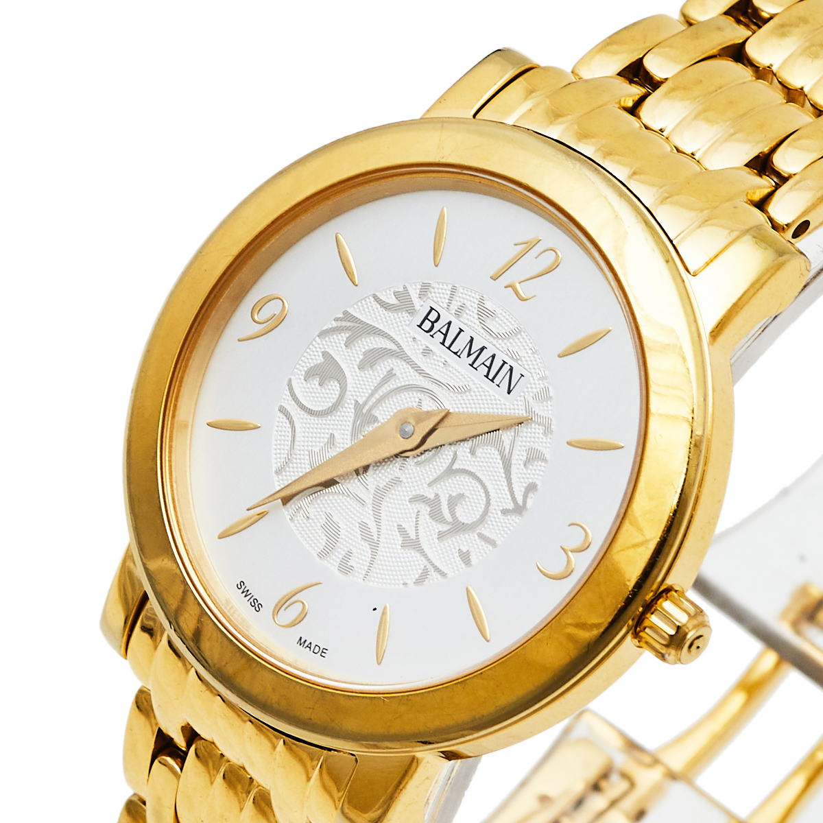 

Balmain Silver Gold Tone Stainless Steel Elegance Chic