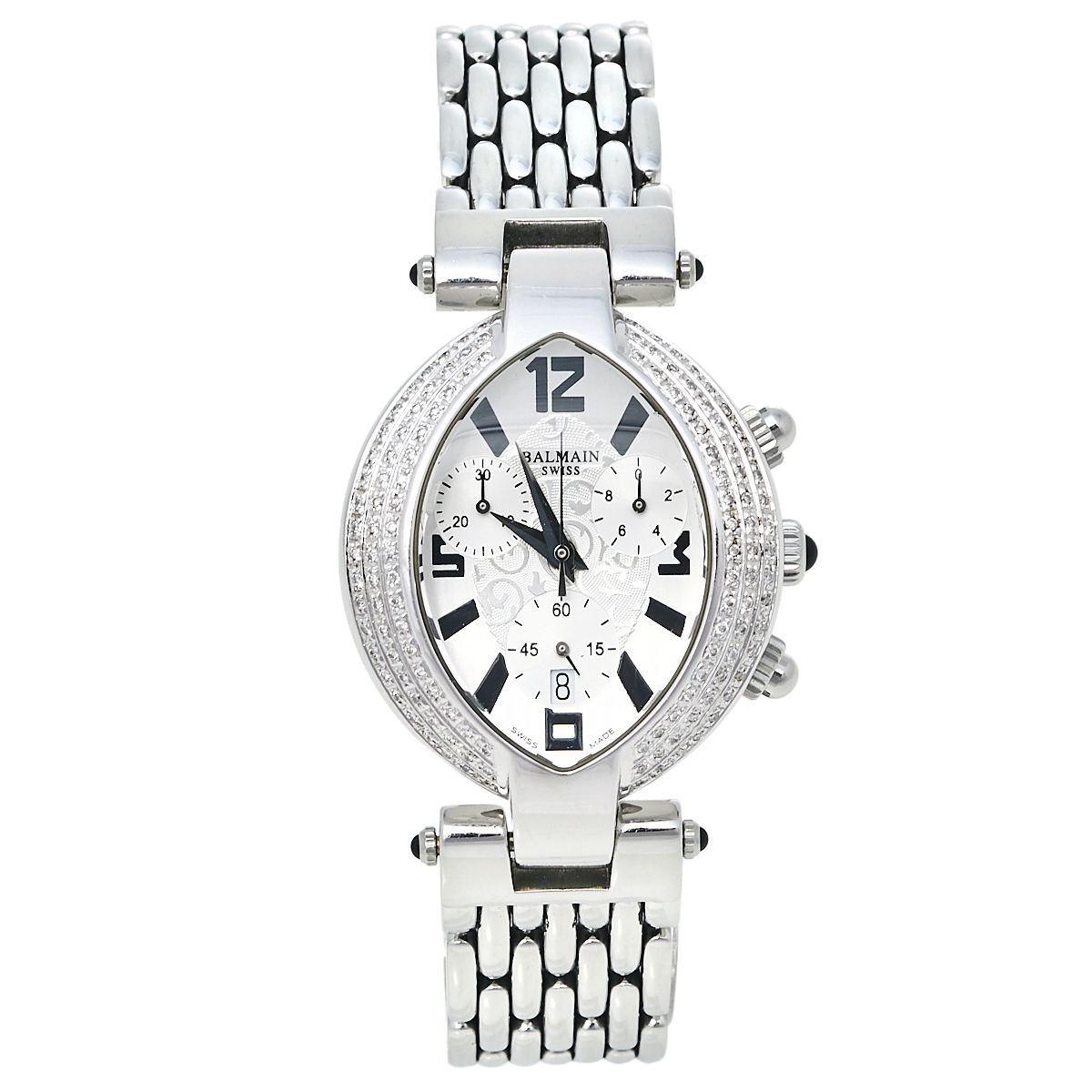 Balmain Silver Stainless Steel Diamond Chronograph Excessive 5831 Women's Wristwatch 32 mm