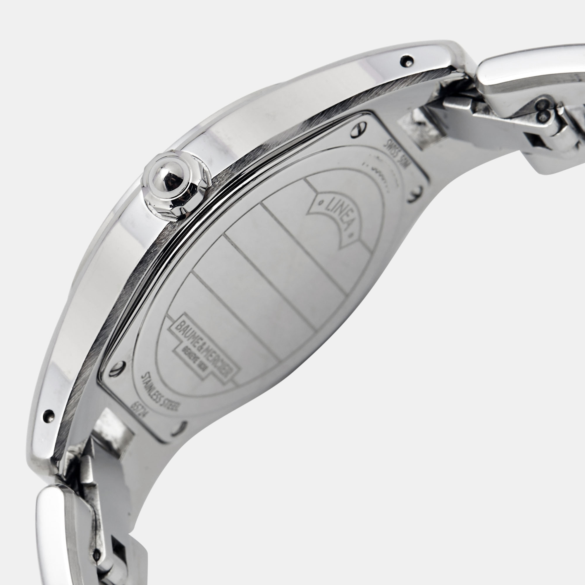 Baume & Mercier Mother Of Pearl Diamond Stainless Steel Linea 10072 Women's Wristwatch 32 Mm