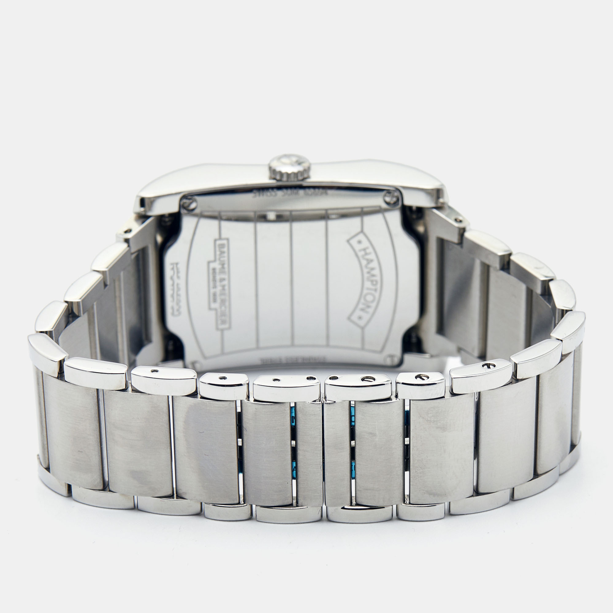 Baume & Mercier Black Stainless Steel Diamond Hampton 65694 Women's Wristwatch 27 Mm