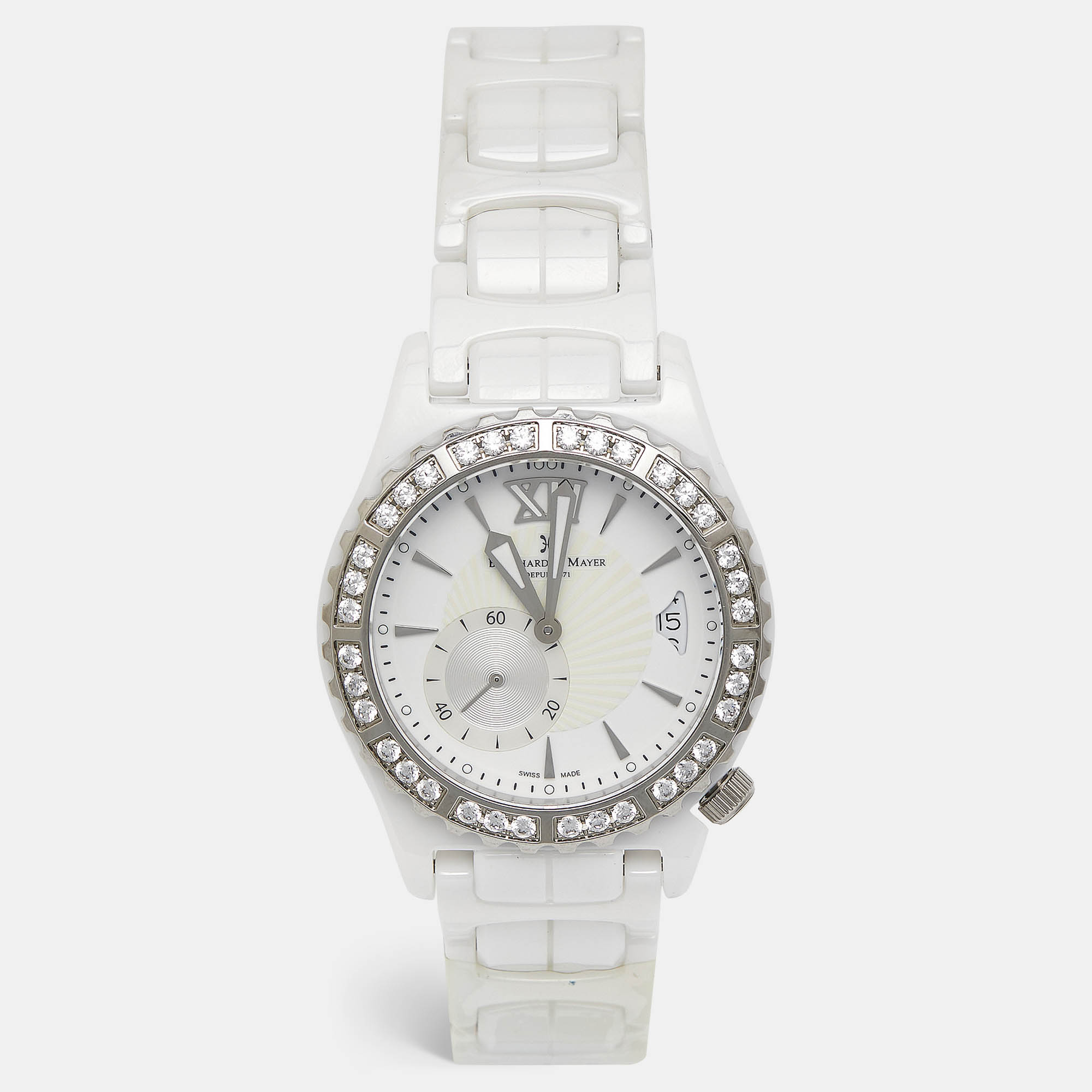 Bernhard h. mayer bernhard h.mayer white ceramic stainless steel la vida b2416/cw women's wristwatch 38 mm
