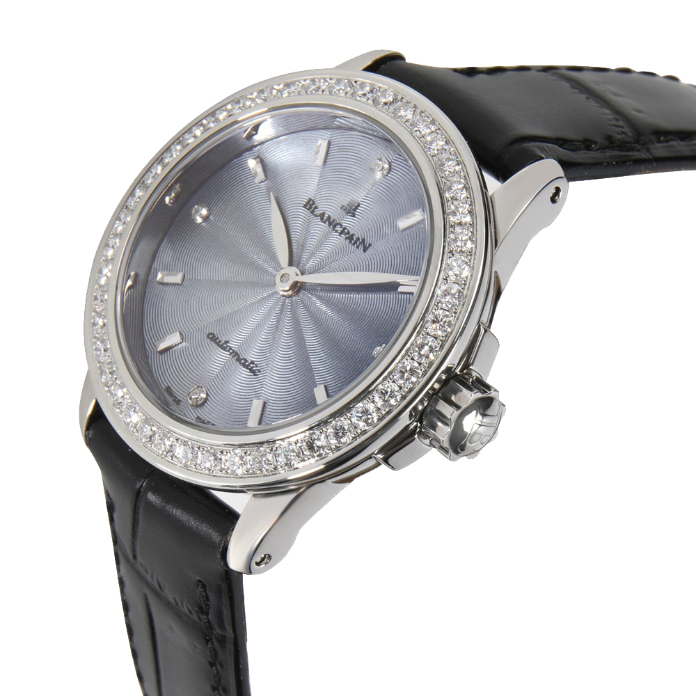 Blancpain Blue Diamonds Stainless Steel Leman 2102 Women's Wristwatch 29 MM