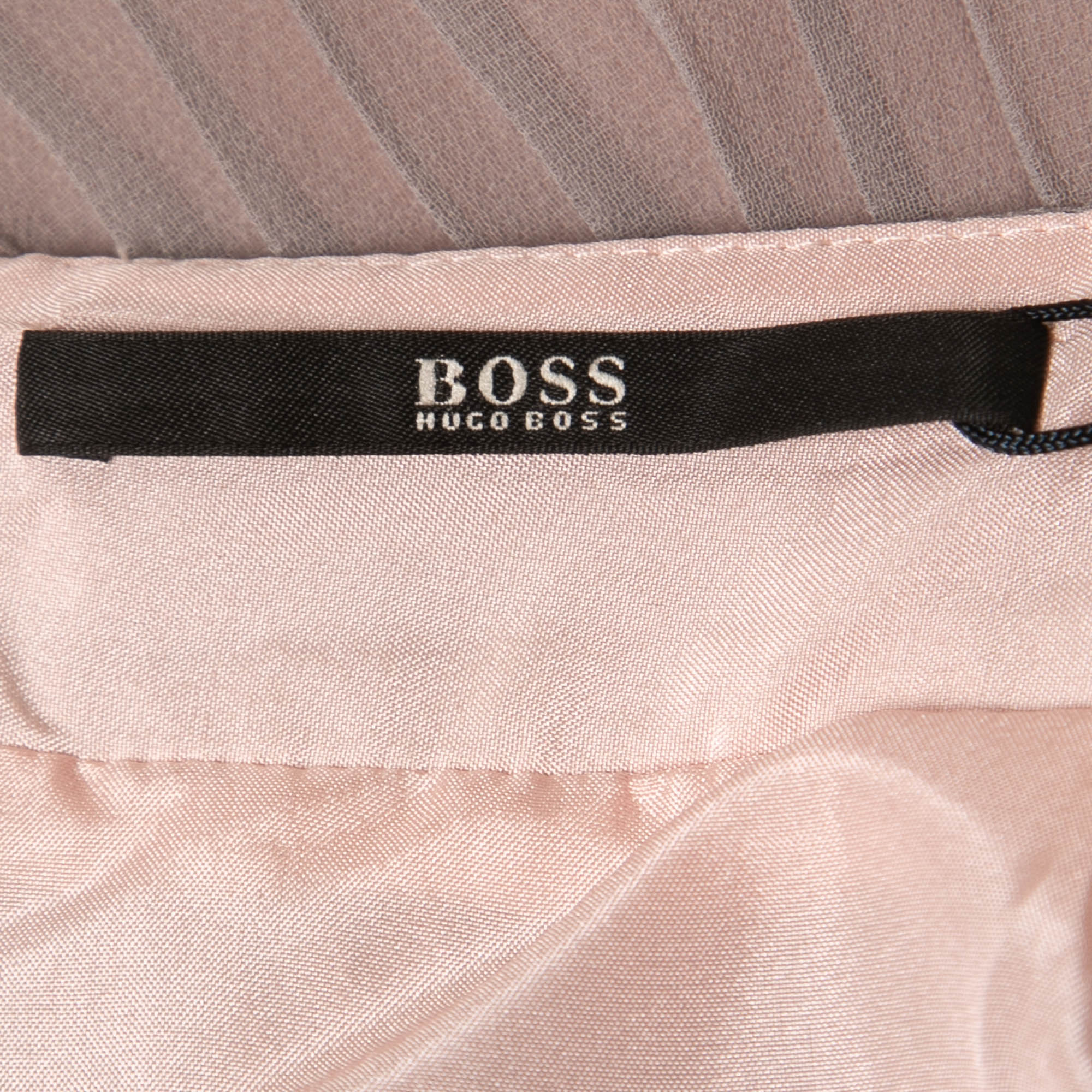 Boss By Hugo Boss Pink/Grey Crepe Pleated Knee Length Verylla Skirt L
